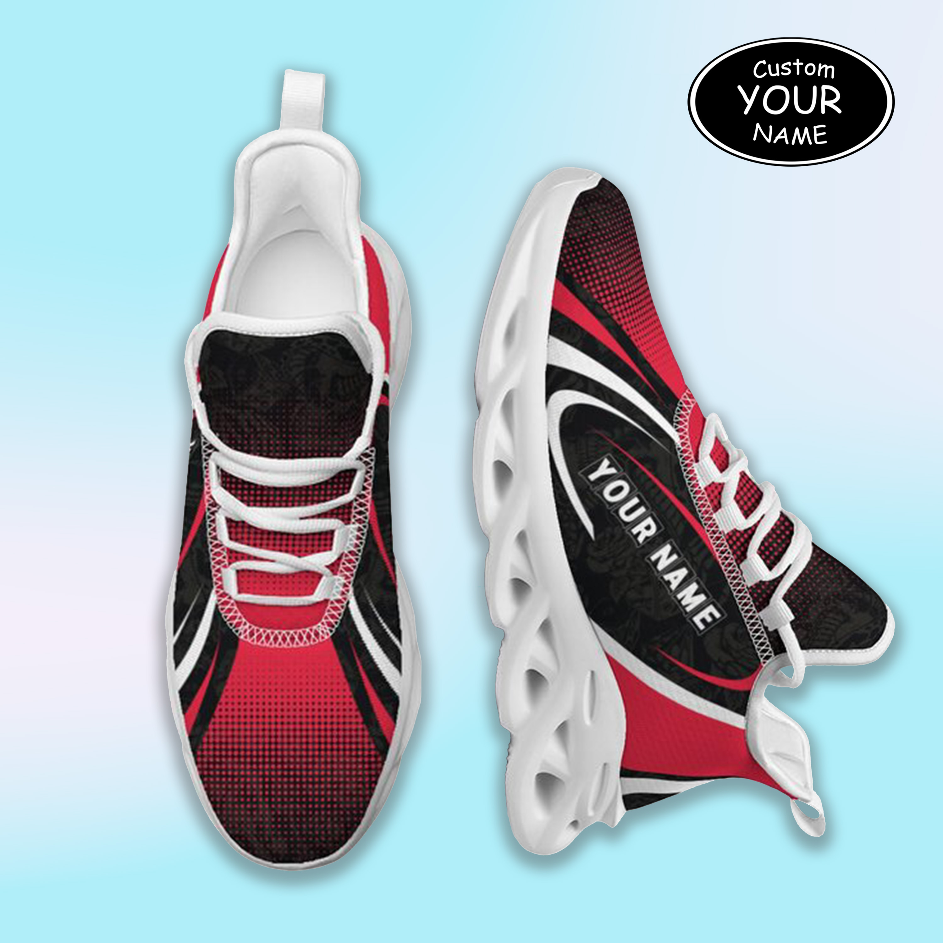 Max Sowl-25-yy-Cincinnati-24-6, Personalized Cincinnati Bearcats Custom Max Sowl Shoes, Personalized Skull Sport Footwear, Custom Color-Blocked Running Shoes