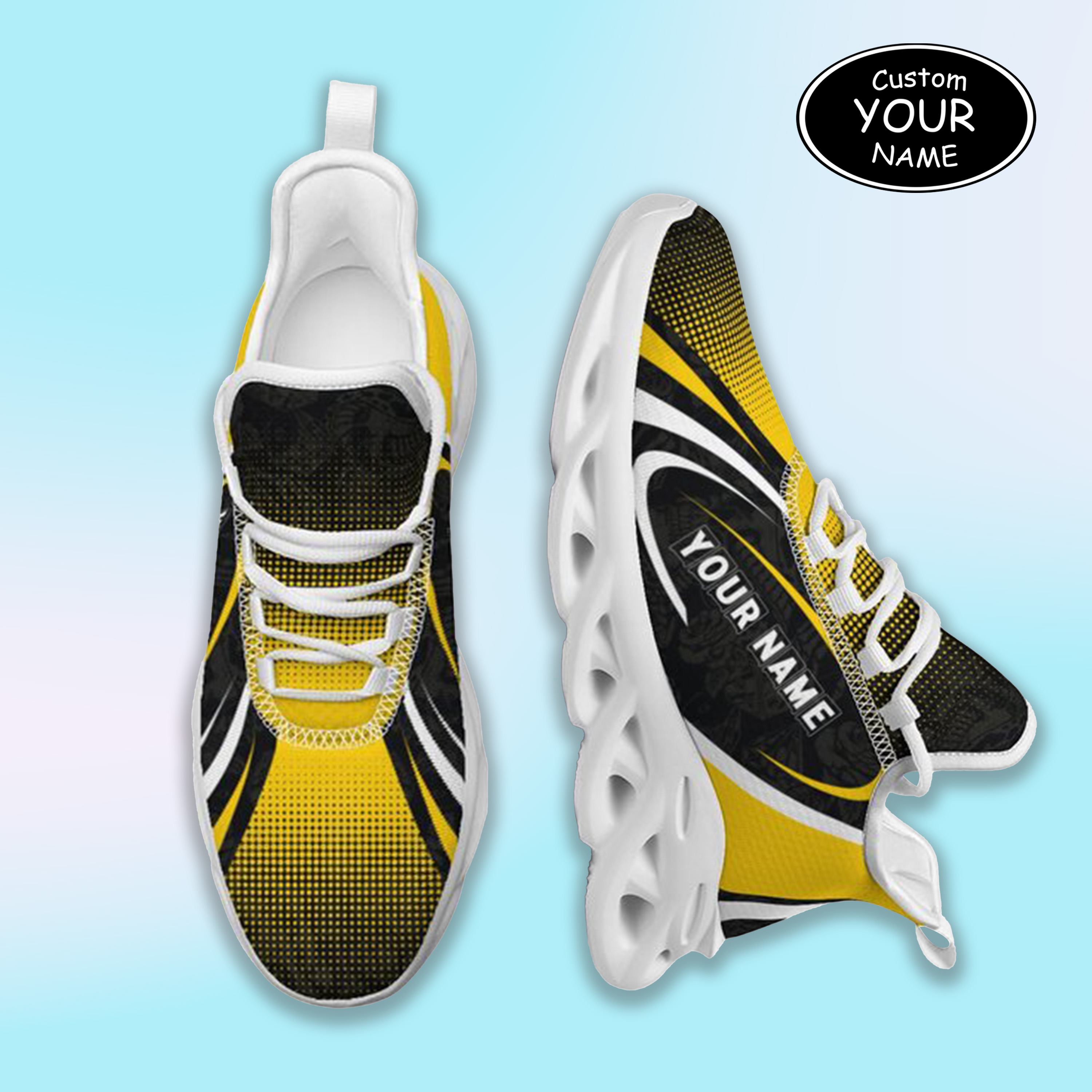 Personalized Iowa Hawkeyes Custom Max Sowl Shoes, Personalized Skull Sport Footwear, Custom Color-Blocked Running Shoes