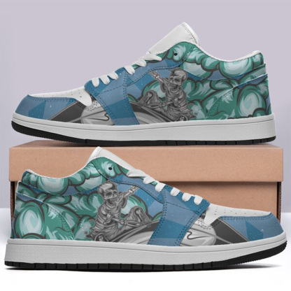 Jordan 1 Low-25-cy-skull-8, Jordan 1 Retro Low Sneakers, Personalized Gothic Shoes, Skull Design, Unisex Non Slip Walking Sneakers, Lightweight Breathable Running Shoes, Casual Sports Shoes, Unique Holidays Gifts