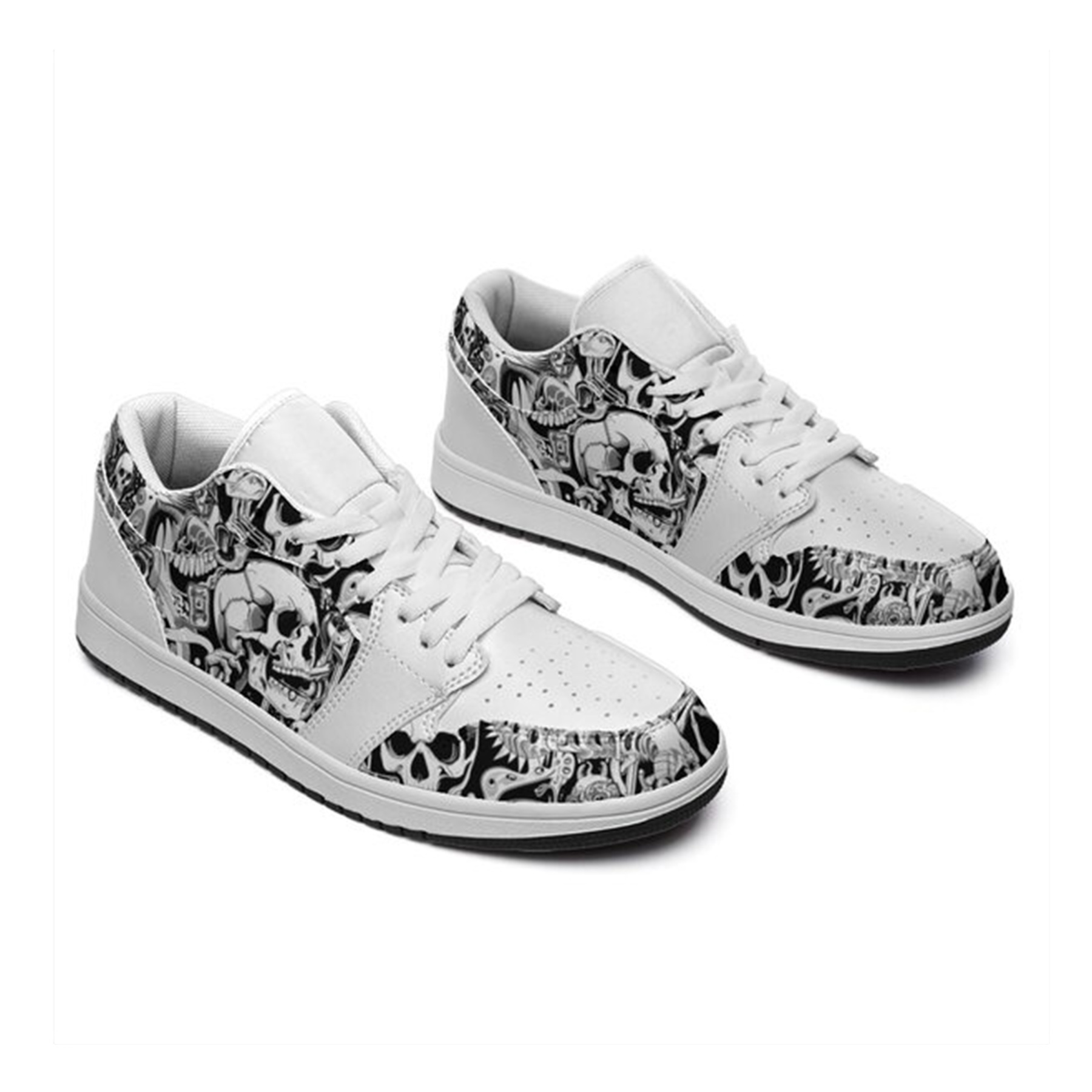 Jordan 1 Low-25-cy-skull-9, Jordan 1 Retro Low Sneakers, Personalized Gothic Shoes, Skull Design, Unisex Non Slip Walking Sneakers, Lightweight Breathable Running Shoes, Casual Sports Shoes, Unique Holidays Gifts