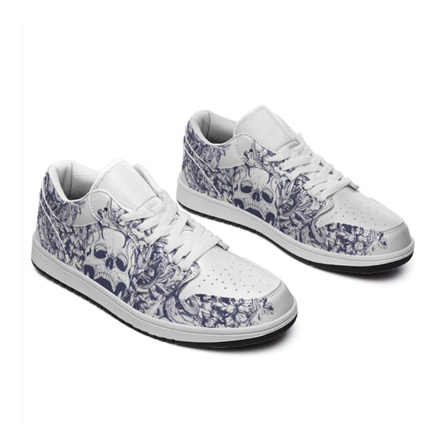 Jordan 1 Low-25-cy-skull-12, Jordan 1 Retro Low Sneakers, Personalized Gothic Shoes, Skull Design, Unisex Non Slip Walking Sneakers, Lightweight Breathable Running Shoes, Casual Sports Shoes, Unique Holidays Gifts