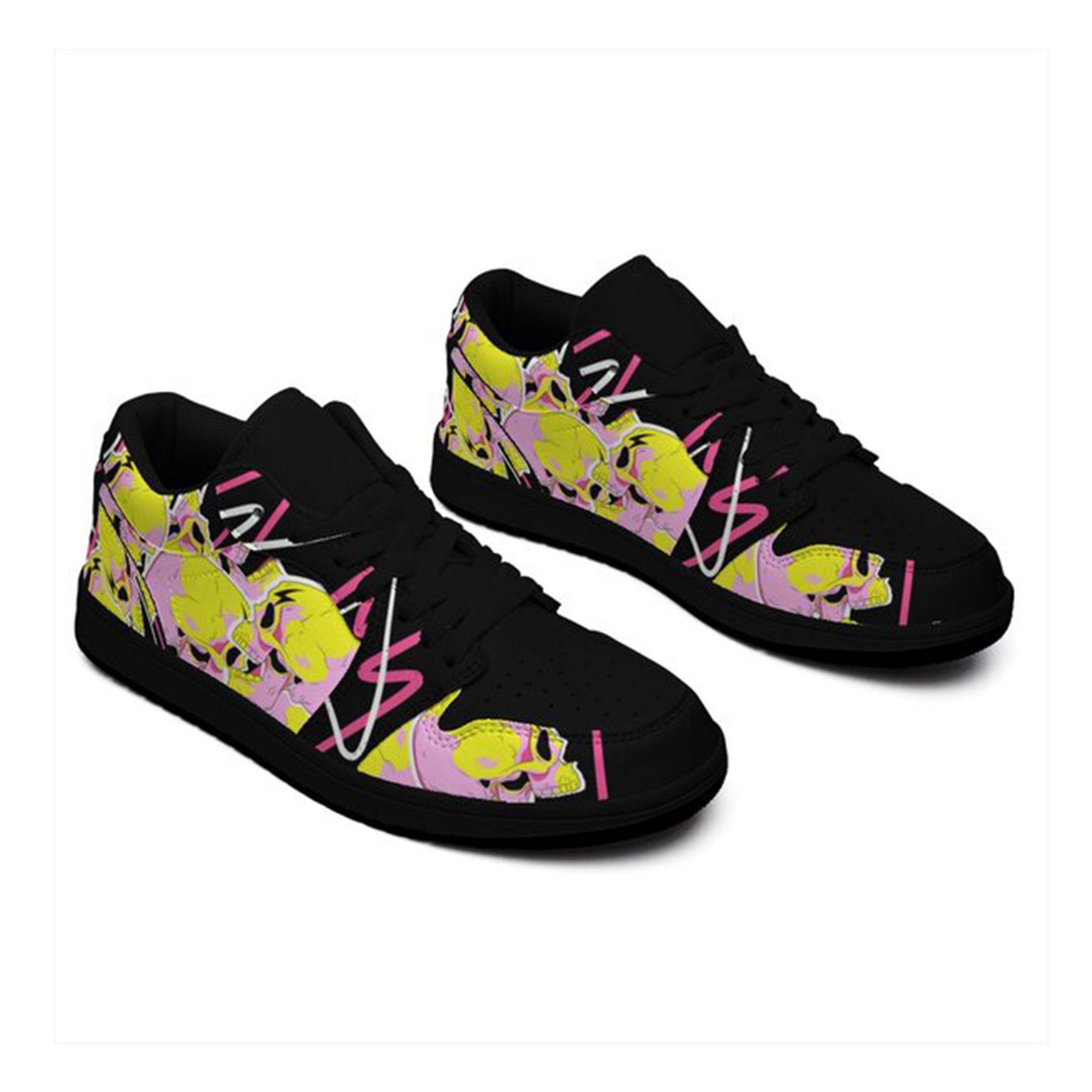Jordan 1 Low-25-cy-skull-14, Jordan 1 Retro Low Sneakers, Personalized Gothic Shoes, Skull Design, Unisex Non Slip Walking Sneakers, Lightweight Breathable Running Shoes, Casual Sports Shoes, Unique Holidays Gifts
