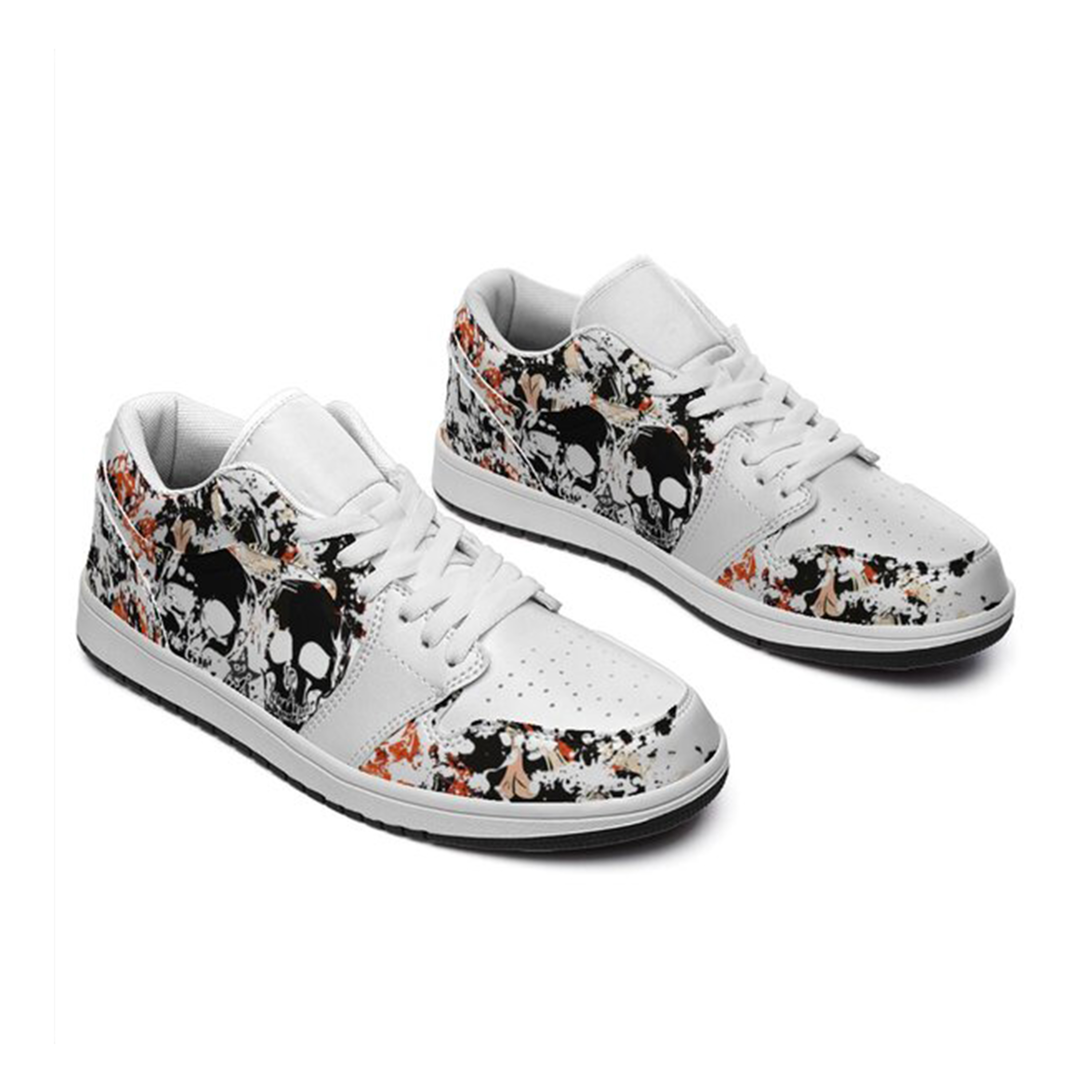 Jordan 1 Low-25-cy-skull-15, Jordan 1 Retro Low Sneakers, Personalized Gothic Shoes, Skull Design, Unisex Non Slip Walking Sneakers, Lightweight Breathable Running Shoes, Casual Sports Shoes, Unique Holidays Gifts