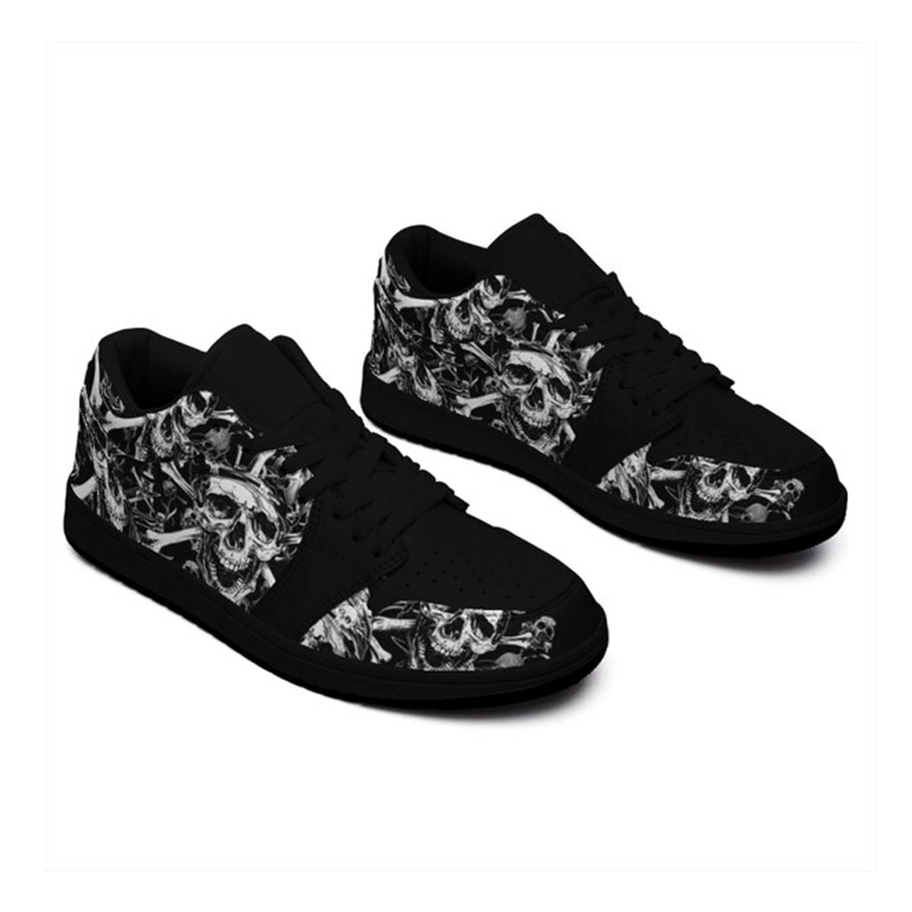Jordan 1 Low-25-cy-skull-17, Jordan 1 Retro Low Sneakers, Personalized Gothic Shoes, Skull Design, Unisex Non Slip Walking Sneakers, Lightweight Breathable Running Shoes, Casual Sports Shoes, Unique Holidays Gifts