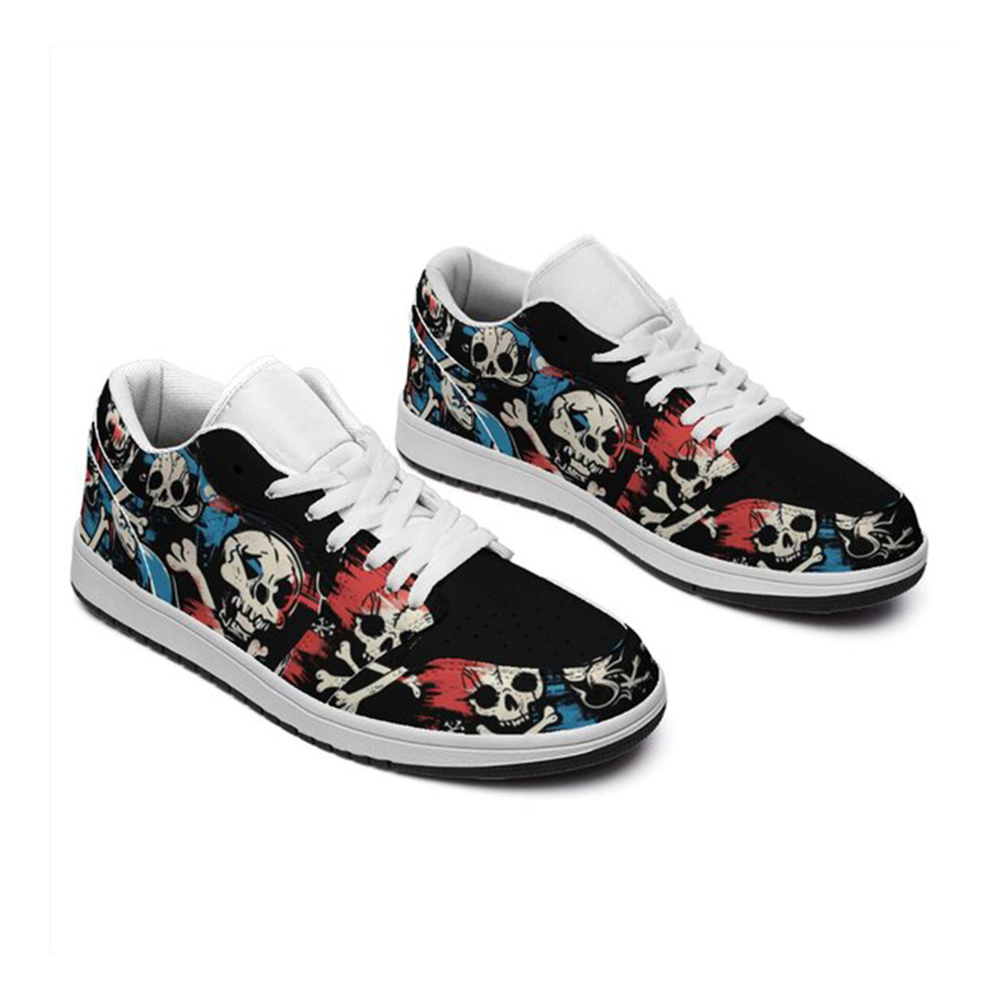 Jordan 1 Low-25-cy-skull-18, Jordan 1 Retro Low Sneakers, Personalized Gothic Shoes, Skull Design, Unisex Non Slip Walking Sneakers, Lightweight Breathable Running Shoes, Casual Sports Shoes, Unique Holidays Gifts