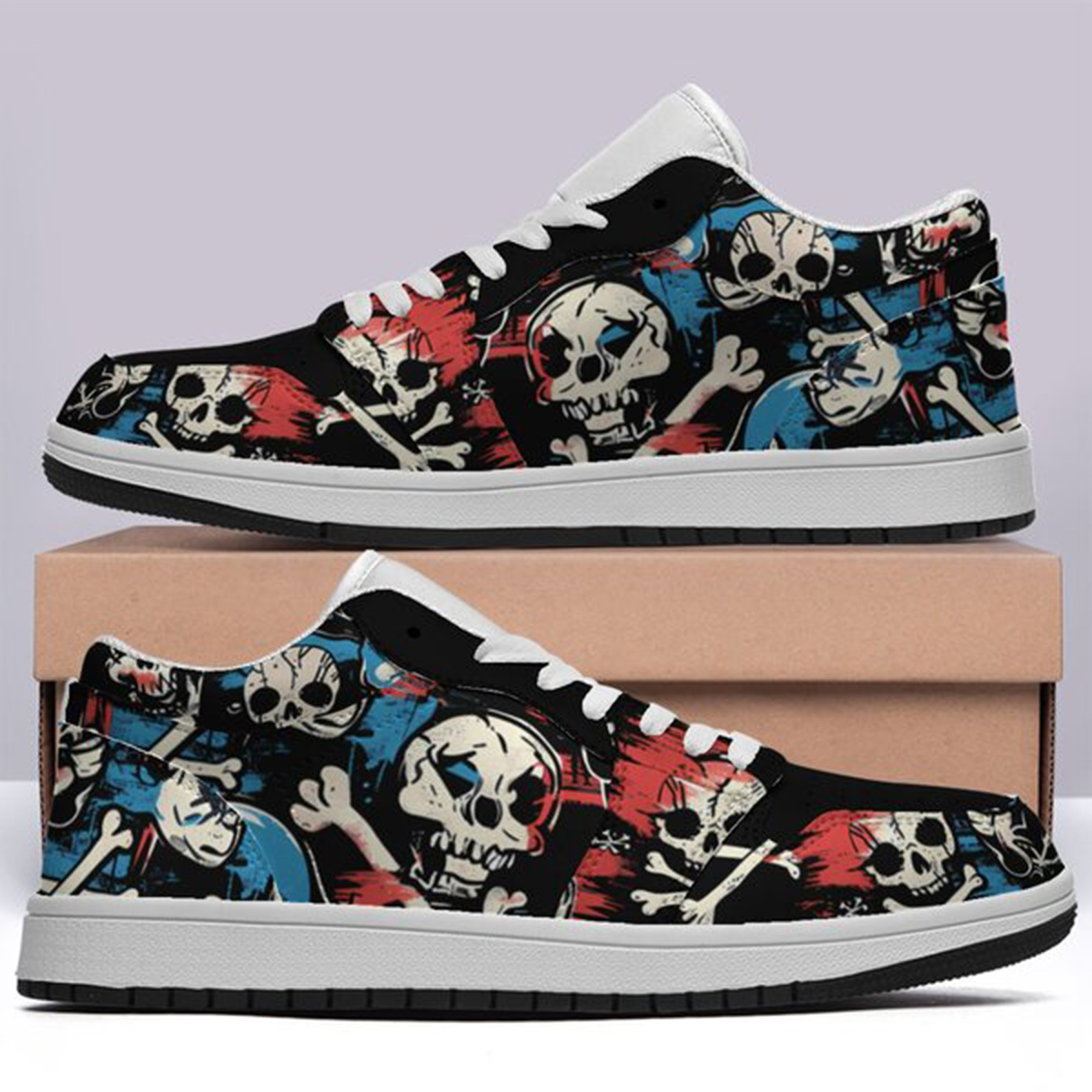 Jordan 1 Low-25-cy-skull-18, Jordan 1 Retro Low Sneakers, Personalized Gothic Shoes, Skull Design, Unisex Non Slip Walking Sneakers, Lightweight Breathable Running Shoes, Casual Sports Shoes, Unique Holidays Gifts