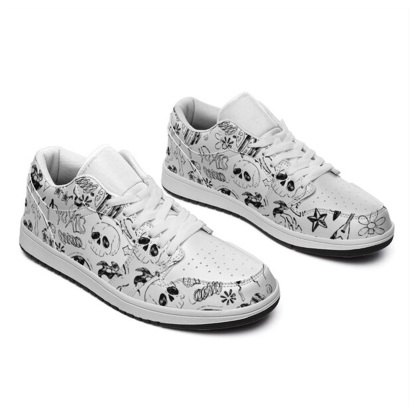 Jordan 1 Low-25-yy-skull-4, Jordan 1 Retro Low Sneakers, Personalized Gothic Shoes, Skull Design, Unisex Non Slip Walking Sneakers, Lightweight Breathable Running Shoes, Casual Sports Shoes, Unique Holidays Gifts