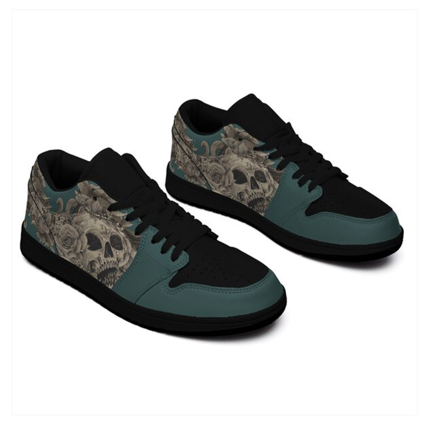 Jordan 1 Low-25-yy-skull-5, Jordan 1 Retro Low Sneakers, Personalized Gothic Shoes, Skull Design, Unisex Non Slip Walking Sneakers, Lightweight Breathable Running Shoes, Casual Sports Shoes, Unique Holidays Gifts