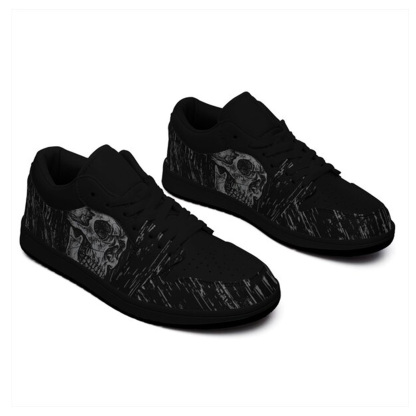 Jordan 1 Low-25-yy-skull-7, Jordan 1 Retro Low Sneakers, Personalized Gothic Shoes, Skull Design, Unisex Non Slip Walking Sneakers, Lightweight Breathable Running Shoes, Casual Sports Shoes, Unique Holidays Gifts