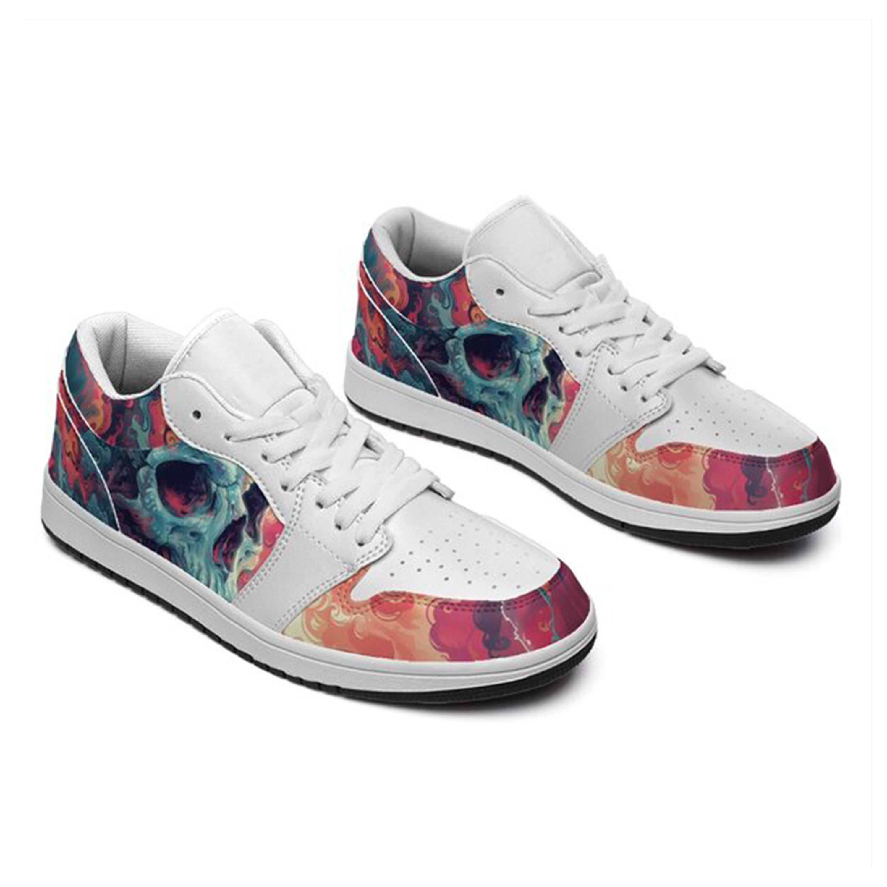 Jordan 1 Low-25-yy-skull-8, Jordan 1 Retro Low Sneakers, Personalized Gothic Shoes, Skull Design, Unisex Non Slip Walking Sneakers, Lightweight Breathable Running Shoes, Casual Sports Shoes, Unique Holidays Gifts