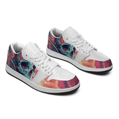Jordan 1 Low-25-yy-skull-8, Jordan 1 Retro Low Sneakers, Personalized Gothic Shoes, Skull Design, Unisex Non Slip Walking Sneakers, Lightweight Breathable Running Shoes, Casual Sports Shoes, Unique Holidays Gifts