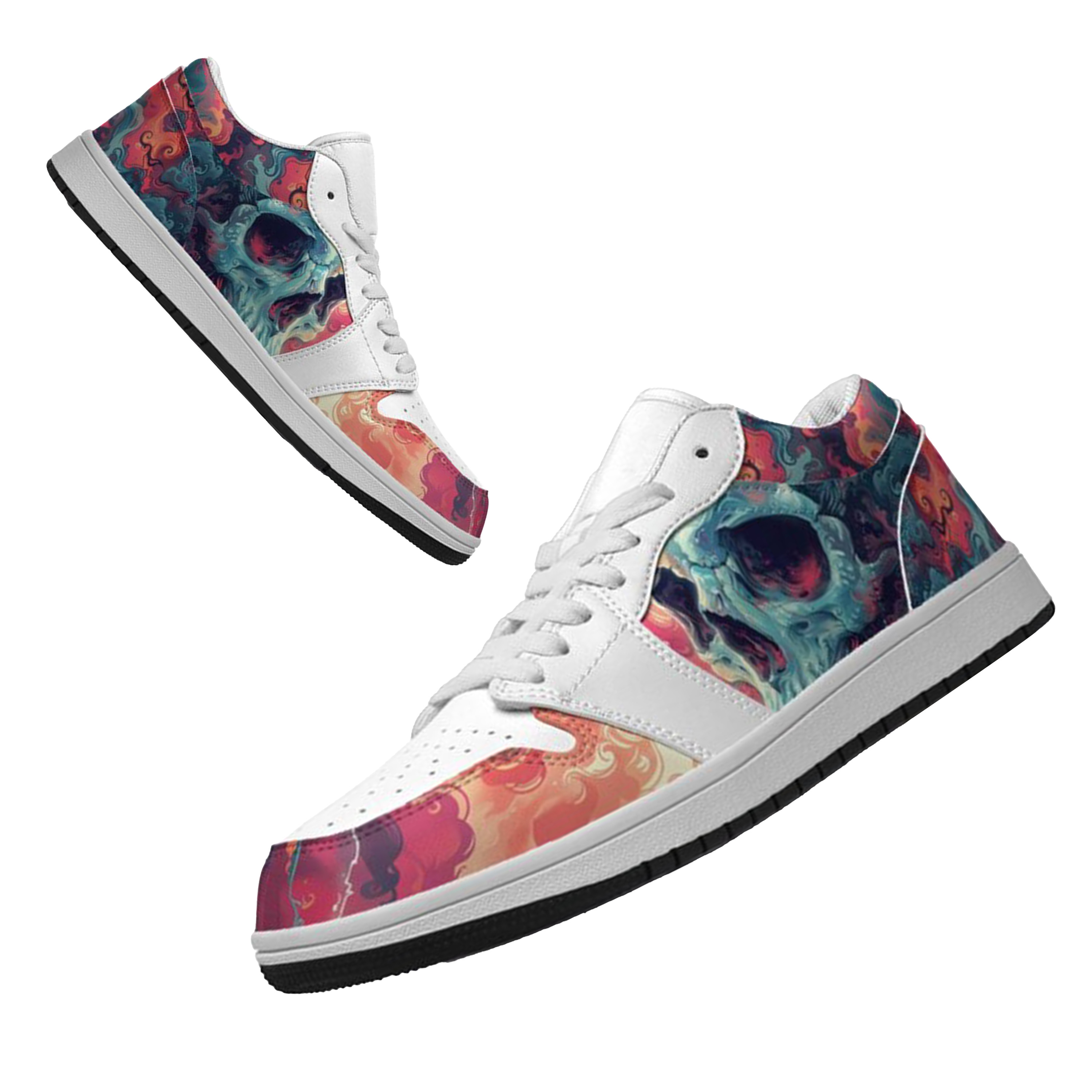 Jordan 1 Low-25-yy-skull-8, Jordan 1 Retro Low Sneakers, Personalized Gothic Shoes, Skull Design, Unisex Non Slip Walking Sneakers, Lightweight Breathable Running Shoes, Casual Sports Shoes, Unique Holidays Gifts