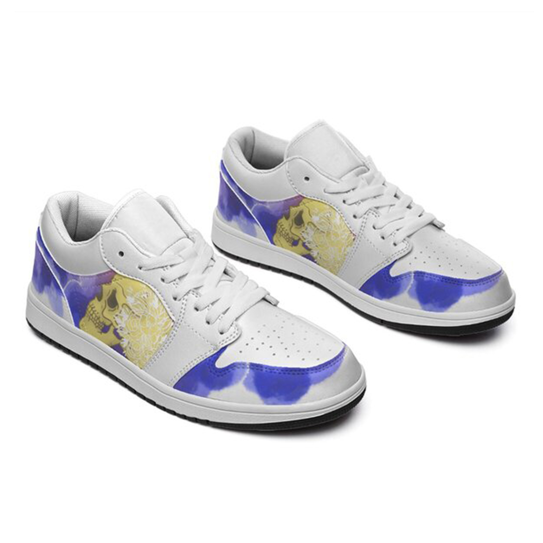 Jordan 1 Low-25-yy-skull-12, Jordan 1 Retro Low Sneakers, Personalized Gothic Shoes, Skull Design, Unisex Non Slip Walking Sneakers, Lightweight Breathable Running Shoes, Casual Sports Shoes, Unique Holidays Gifts