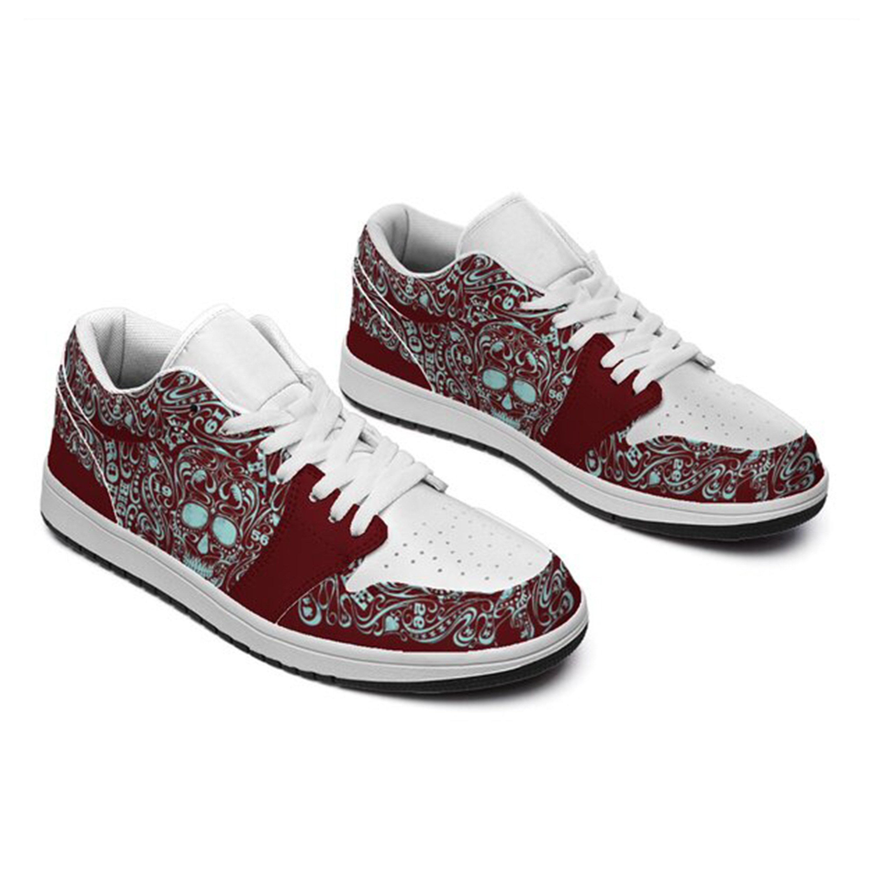 Jordan 1 Low-25-yy-skull-14, Jordan 1 Retro Low Sneakers, Personalized Gothic Shoes, Skull Design, Unisex Non Slip Walking Sneakers, Lightweight Breathable Running Shoes, Casual Sports Shoes, Unique Holidays Gifts