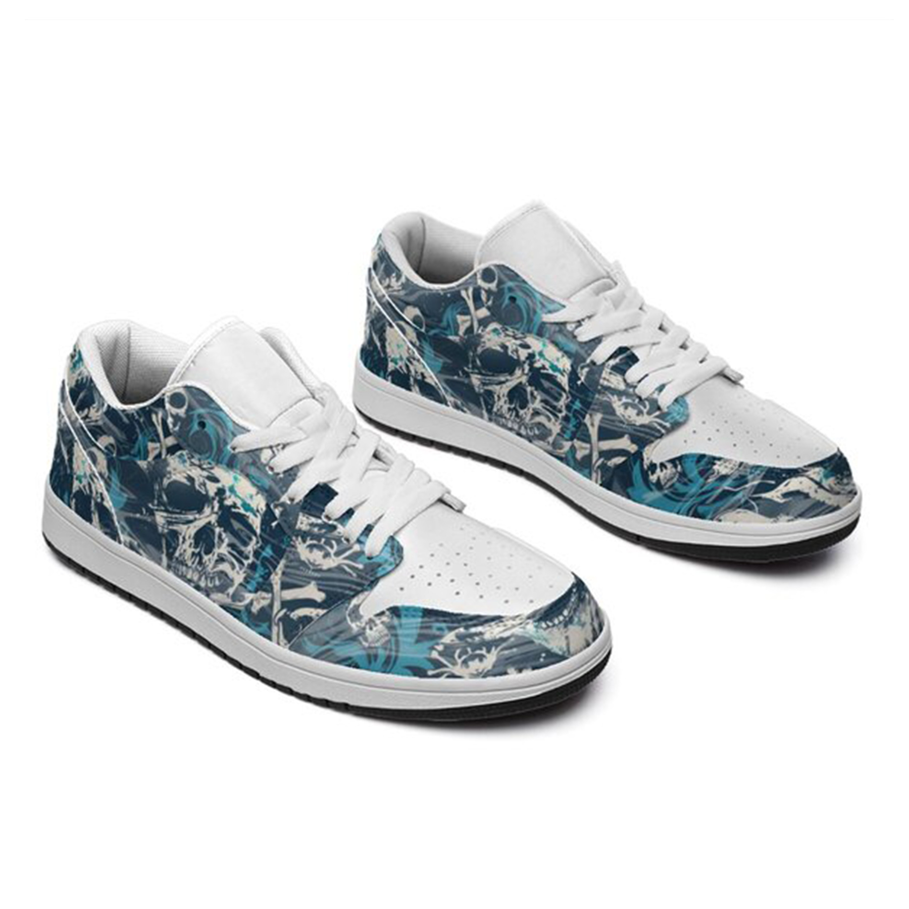 Jordan 1 Low-25-yy-skull-15, Jordan 1 Retro Low Sneakers, Personalized Gothic Shoes, Skull Design, Unisex Non Slip Walking Sneakers, Lightweight Breathable Running Shoes, Casual Sports Shoes, Unique Holidays Gifts