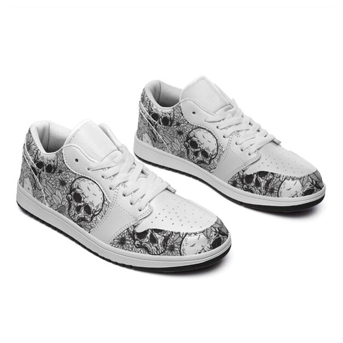 Jordan 1 Low-25-yy-skull-16, Jordan 1 Retro Low Sneakers, Personalized Gothic Shoes, Skull Design, Unisex Non Slip Walking Sneakers, Lightweight Breathable Running Shoes, Casual Sports Shoes, Unique Holidays Gifts
