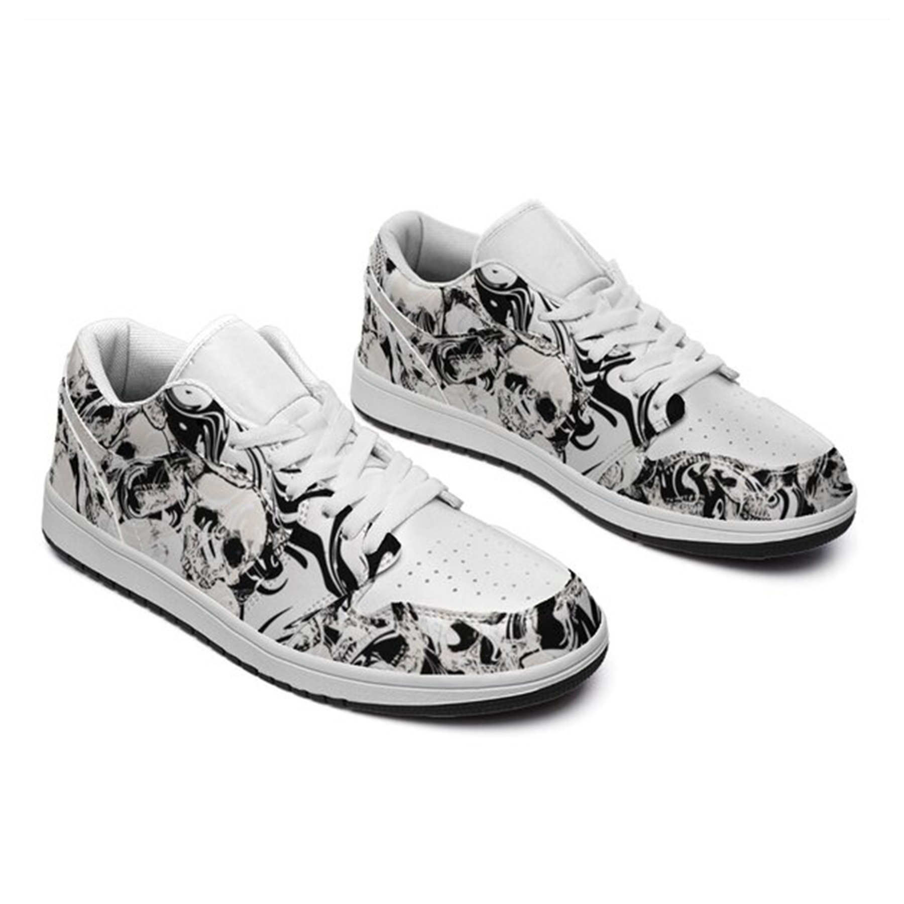 Jordan 1 Low-25-yy-skull-17, Jordan 1 Retro Low Sneakers, Personalized Gothic Shoes, Skull Design, Unisex Non Slip Walking Sneakers, Lightweight Breathable Running Shoes, Casual Sports Shoes, Unique Holidays Gifts