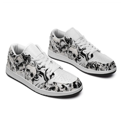 Jordan 1 Low-25-yy-skull-17, Jordan 1 Retro Low Sneakers, Personalized Gothic Shoes, Skull Design, Unisex Non Slip Walking Sneakers, Lightweight Breathable Running Shoes, Casual Sports Shoes, Unique Holidays Gifts