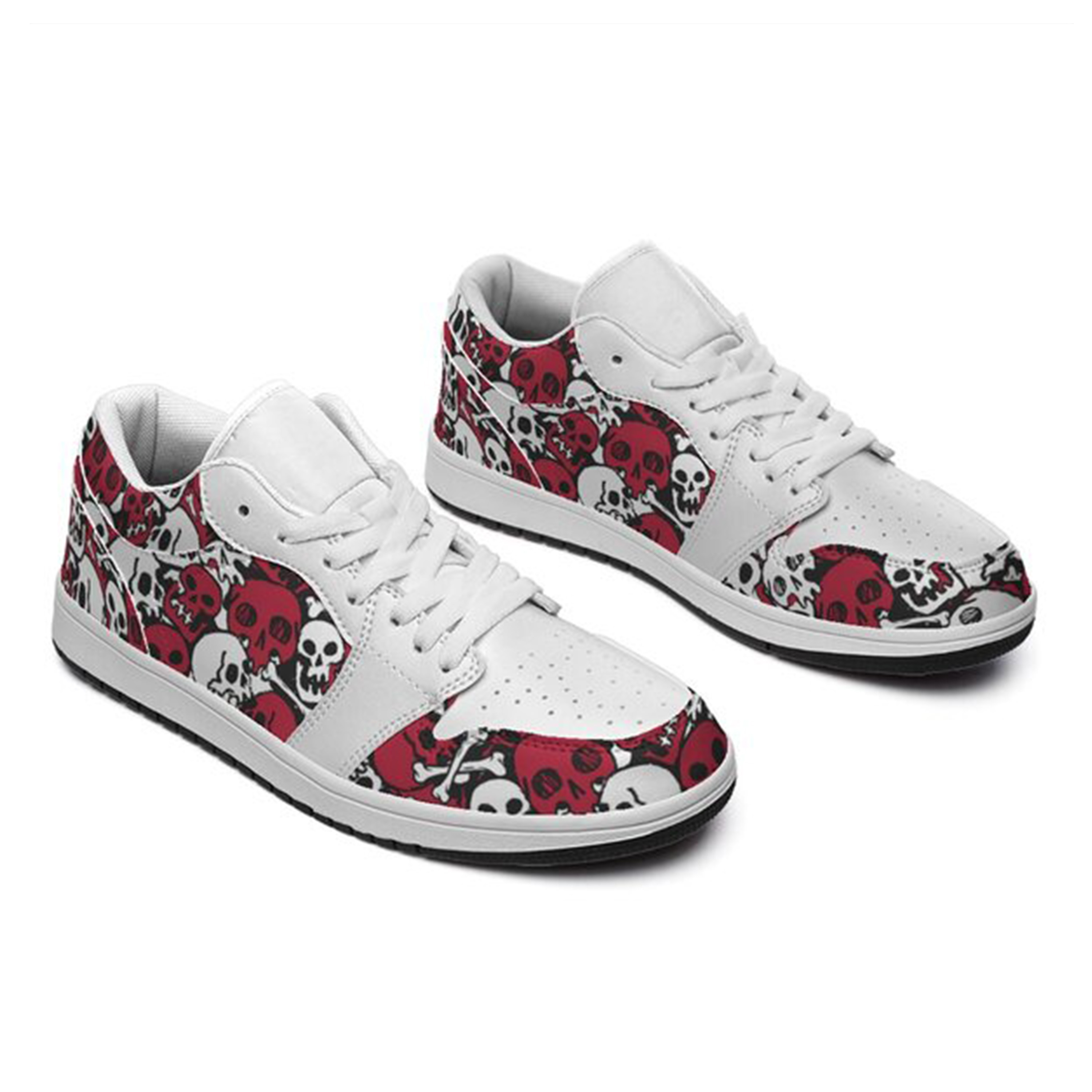 Jordan 1 Low-25-yy-skull-18, Jordan 1 Retro Low Sneakers, Personalized Gothic Shoes, Skull Design, Unisex Non Slip Walking Sneakers, Lightweight Breathable Running Shoes, Casual Sports Shoes, Unique Holidays Gifts
