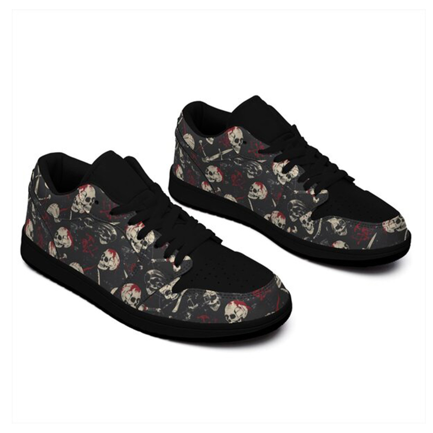 Jordan 1 Low-25-yy-skull-20, Jordan 1 Retro Low Sneakers, Personalized Gothic Shoes, Skull Design, Unisex Non Slip Walking Sneakers, Lightweight Breathable Running Shoes, Casual Sports Shoes, Unique Holidays Gifts