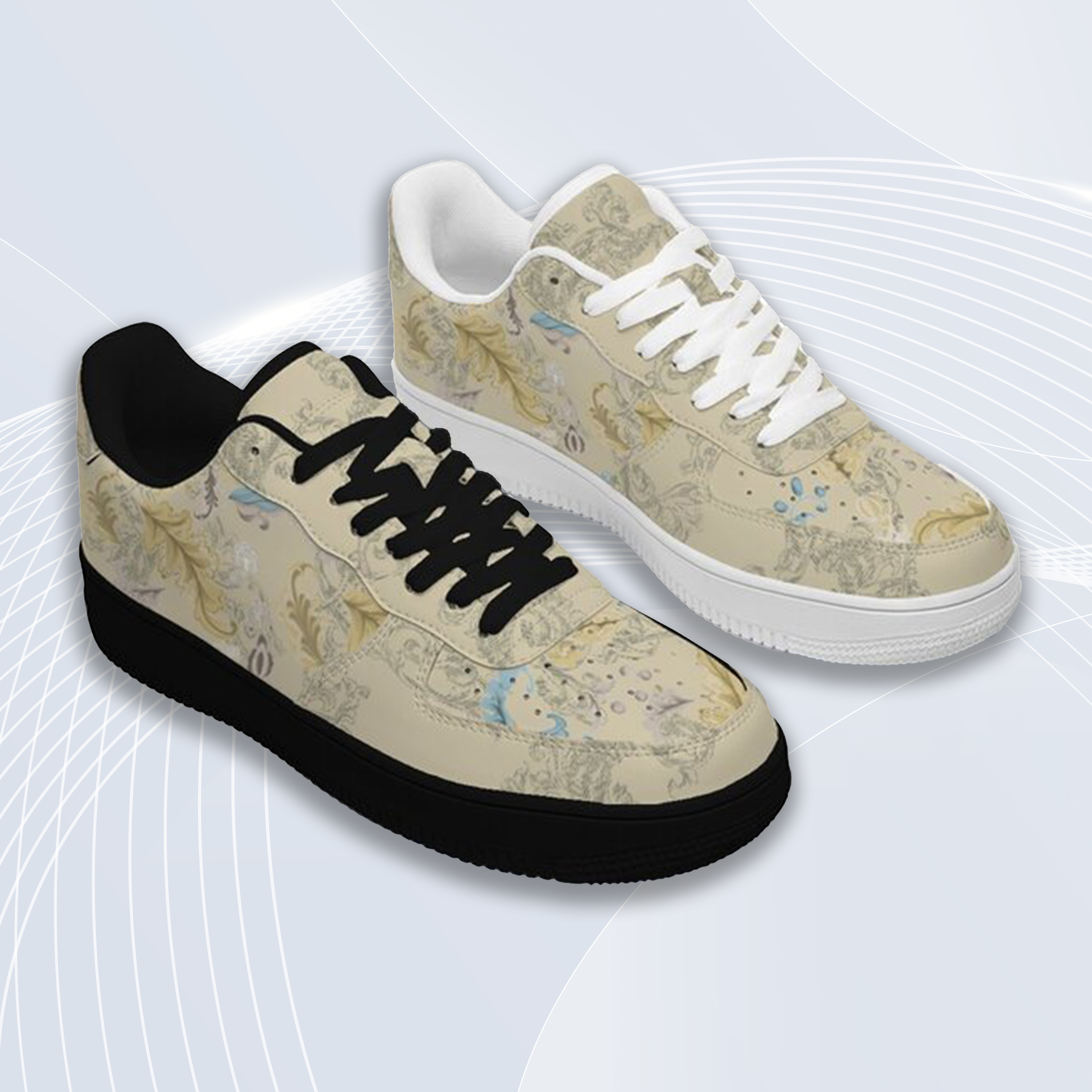 Air Force 1-25-cy-Quiet Luxe-6, Personalized Light Luxury Vintage Sneakers, Breathable Running Shoes, Printed Luxury-inspired Design, Anti-Slip Athletic Shoes, Lightweight Walking Sneakers