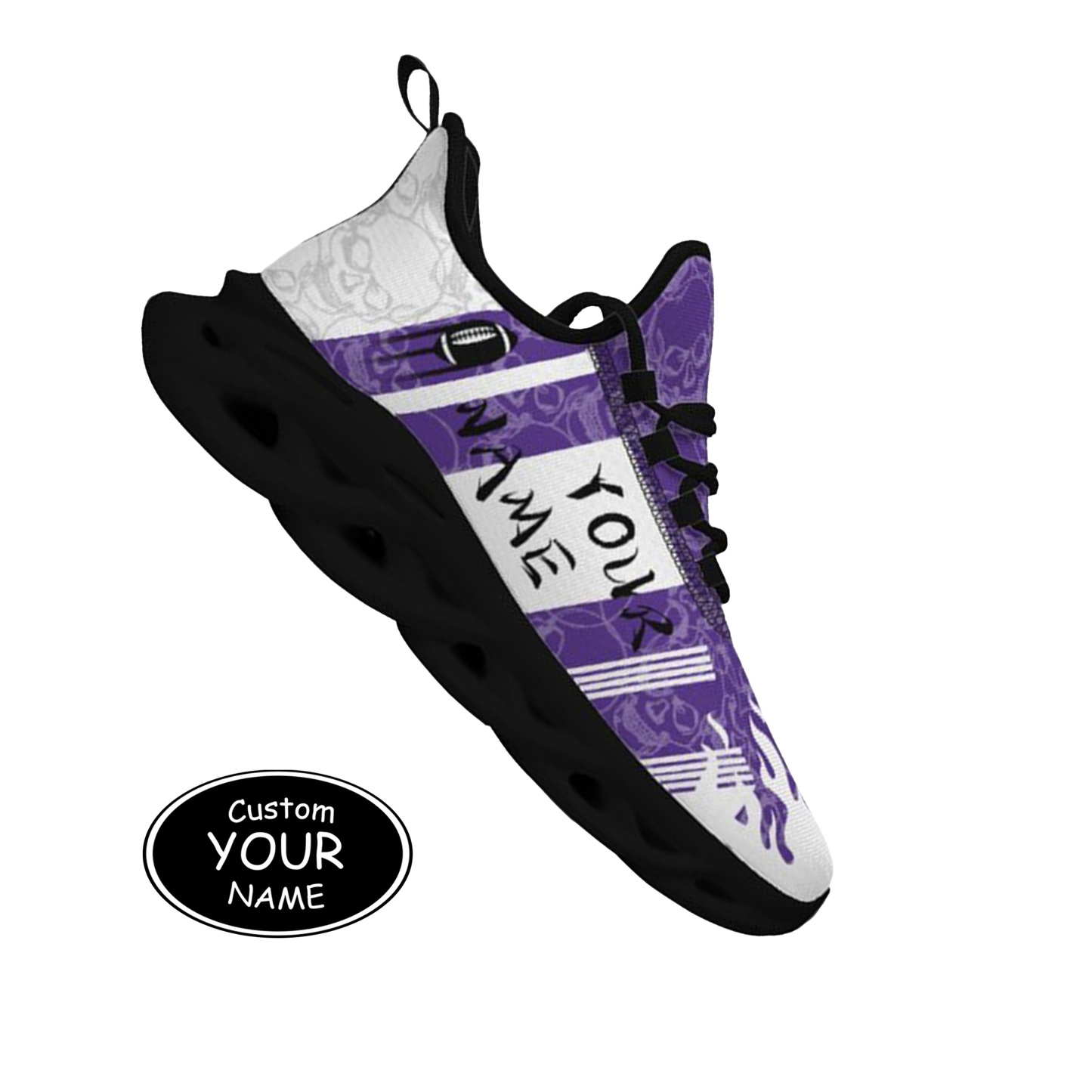 Max Sowl-25-yy-Evanston-21-3, Personalized Northwestern Wildcats Custom Max Sowl Shoes, Patriotic Running Sneakers, Custom Comfortable Walking Shoes
