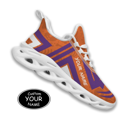 Max Sowl-25-cy-Clemson-1-4, Personalized Clemson Tigers Custom Max Sowl Shoes, Personalized Sport Footwear, Custom Color-Blocked Running Shoes