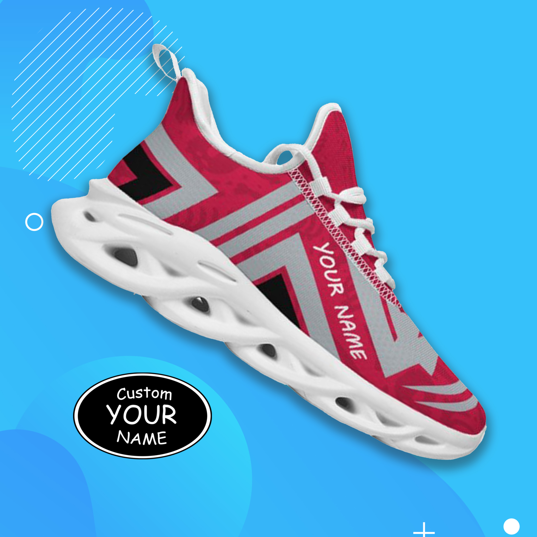 Max Sowl-25-cy-Columbus-3-4, Personalized Ohio State Buckeyes Custom Max Sowl Shoes, Personalized Sport Footwear, Custom Color-Blocked Running Shoes