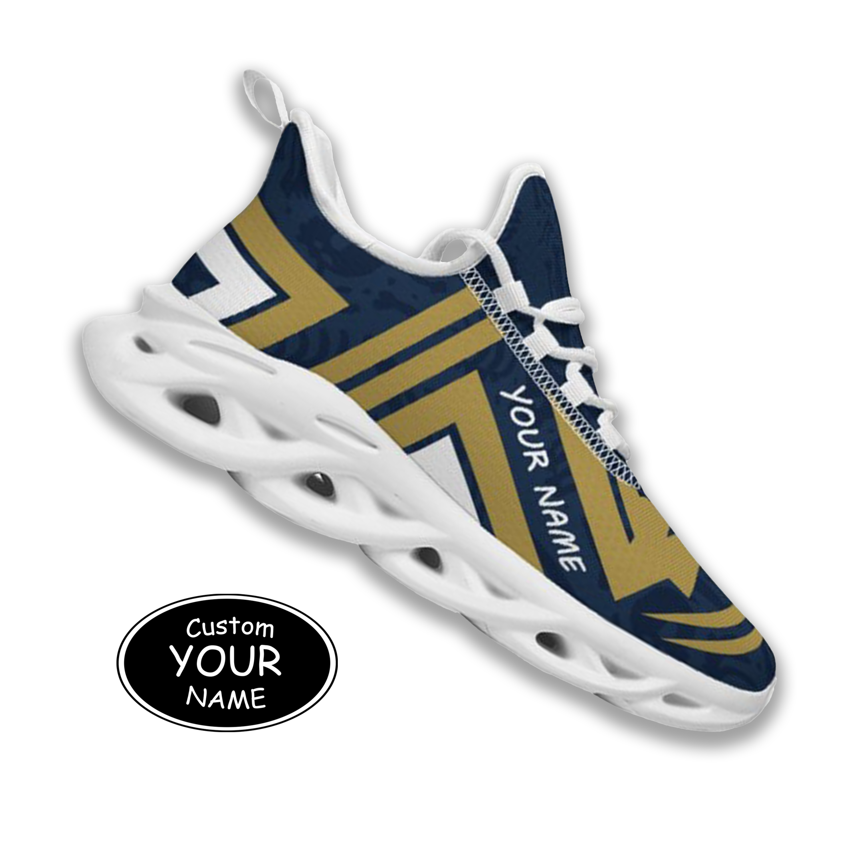 Max Sowl-25-cy-South Bend-5-4, Personalized Notre Dame Fighting Irish Custom Max Sowl Shoes, Personalized Sport Footwear, Custom Color-Blocked Running Shoes