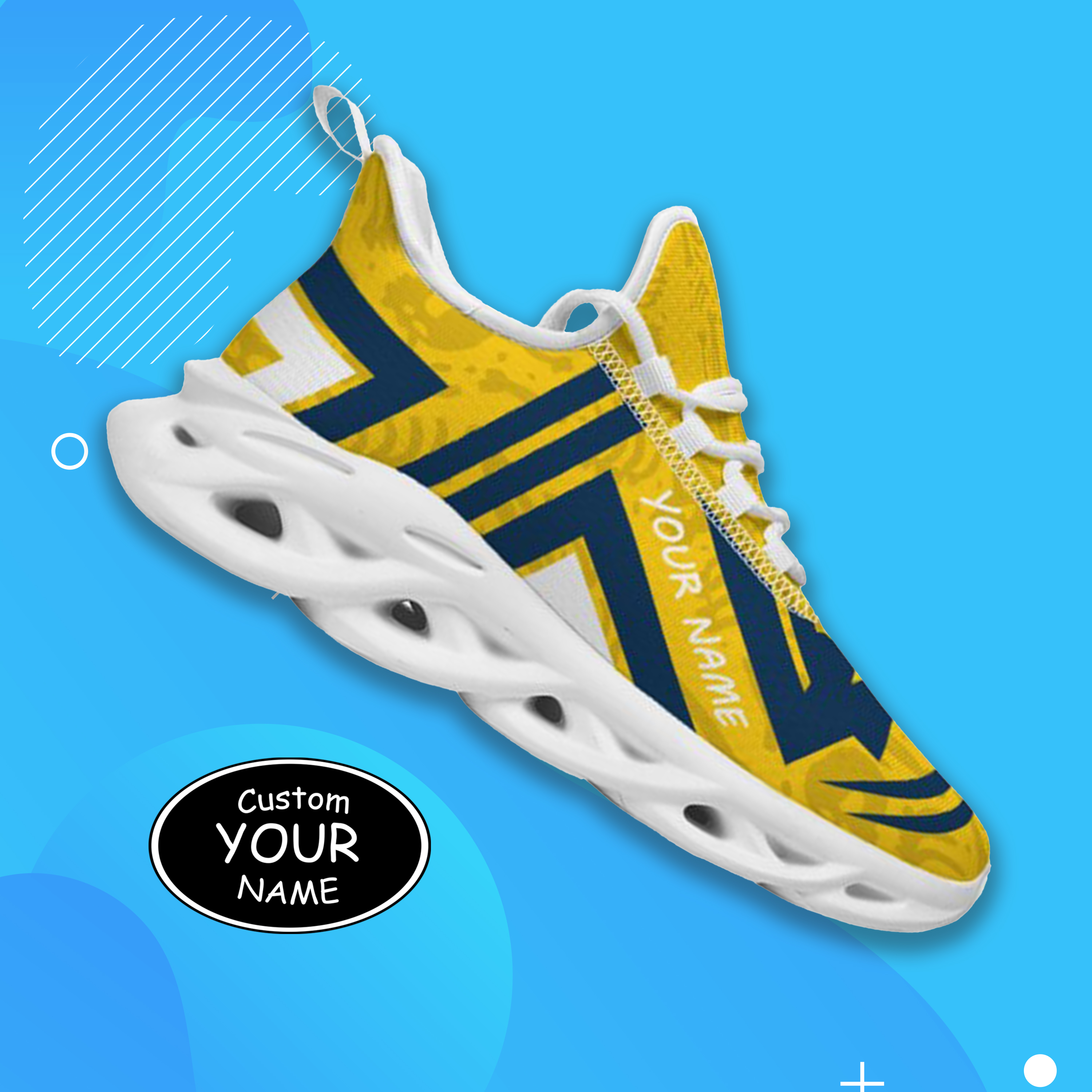 Max Sowl-25-cy-Ann Arbor-14-4, Personalized Michigan Wolverines Custom Max Sowl Shoes, Personalized Sport Footwear, Custom Color-Blocked Running Shoes