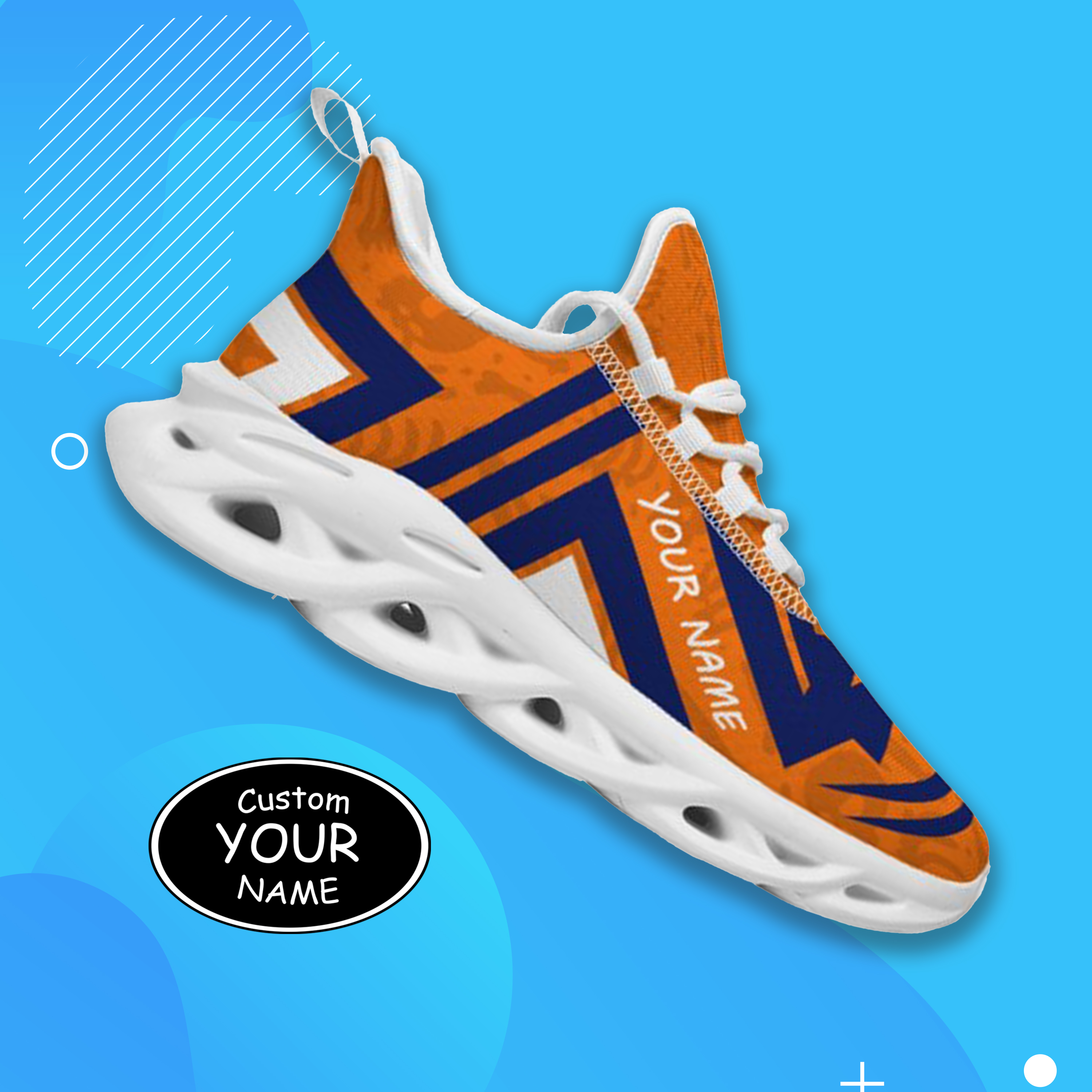 Max Sowl-25-cy-Syracuse-15-4, Personalized Syracuse Orange Custom Max Sowl Shoes, Personalized Sport Footwear, Custom Color-Blocked Running Shoes