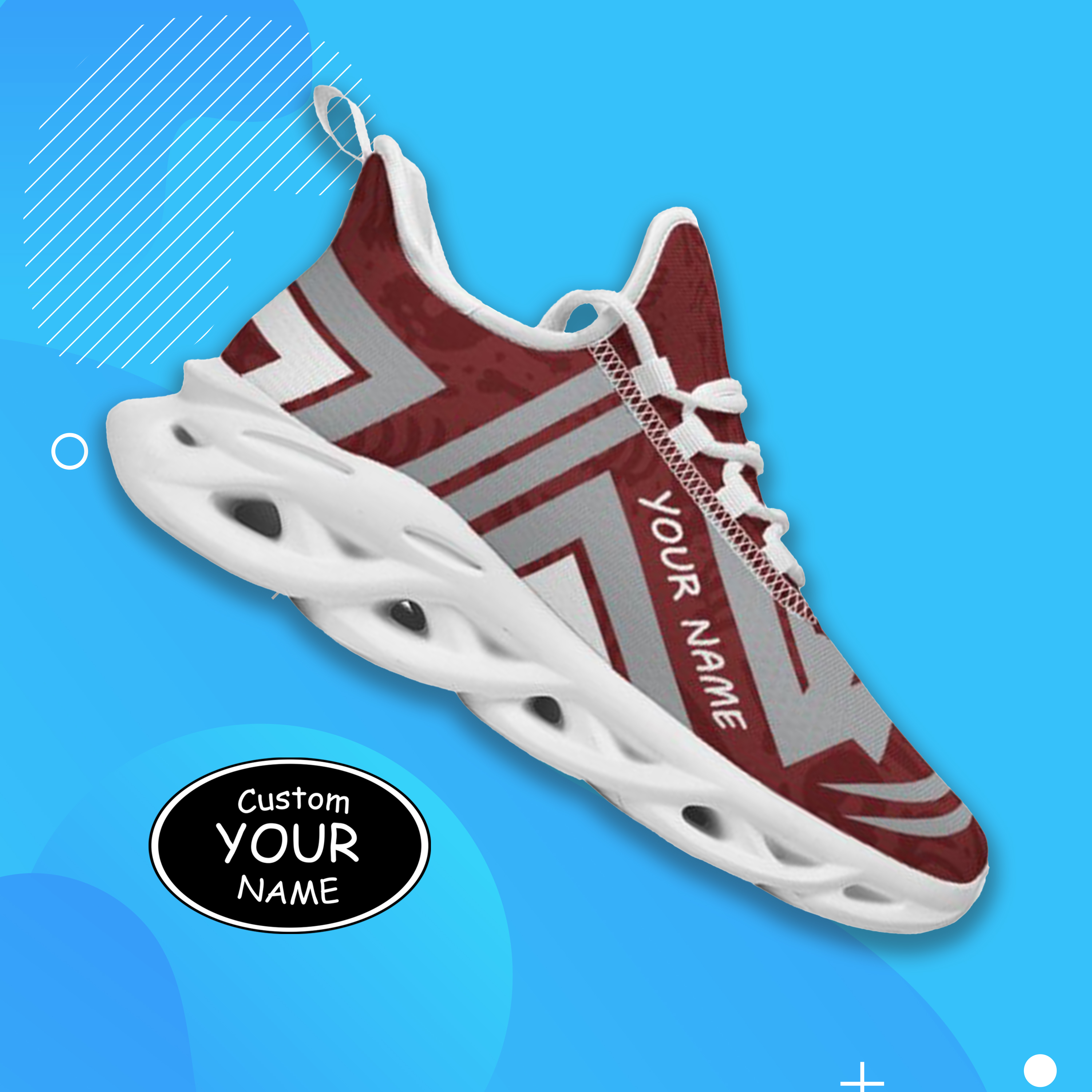 Max Sowl-25-cy-College Station-16-4, Personalized Texas A&M Aggies Custom Max Sowl Shoes, Personalized Sport Footwear, Custom Color-Blocked Running Shoes