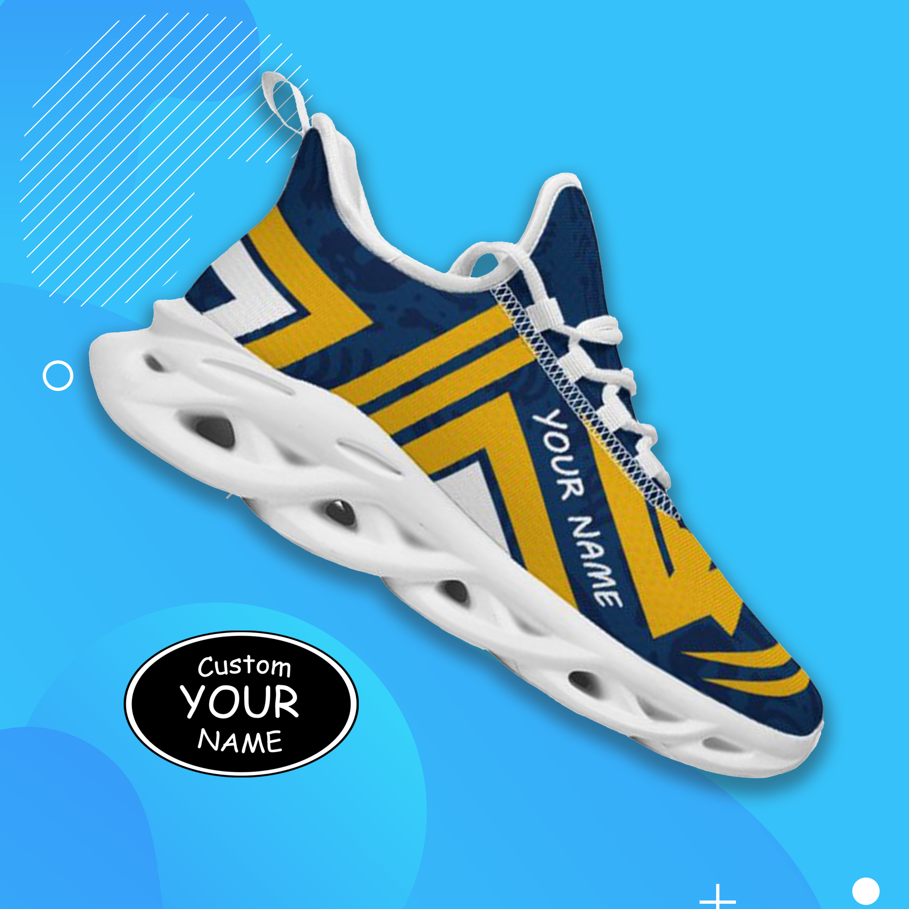 Max Sowl-25-cy-Morgantown-20-4, Personalized West Virginia Mountaineers Custom Max Sowl Shoes, Personalized Sport Footwear, Custom Color-Blocked Running Shoes