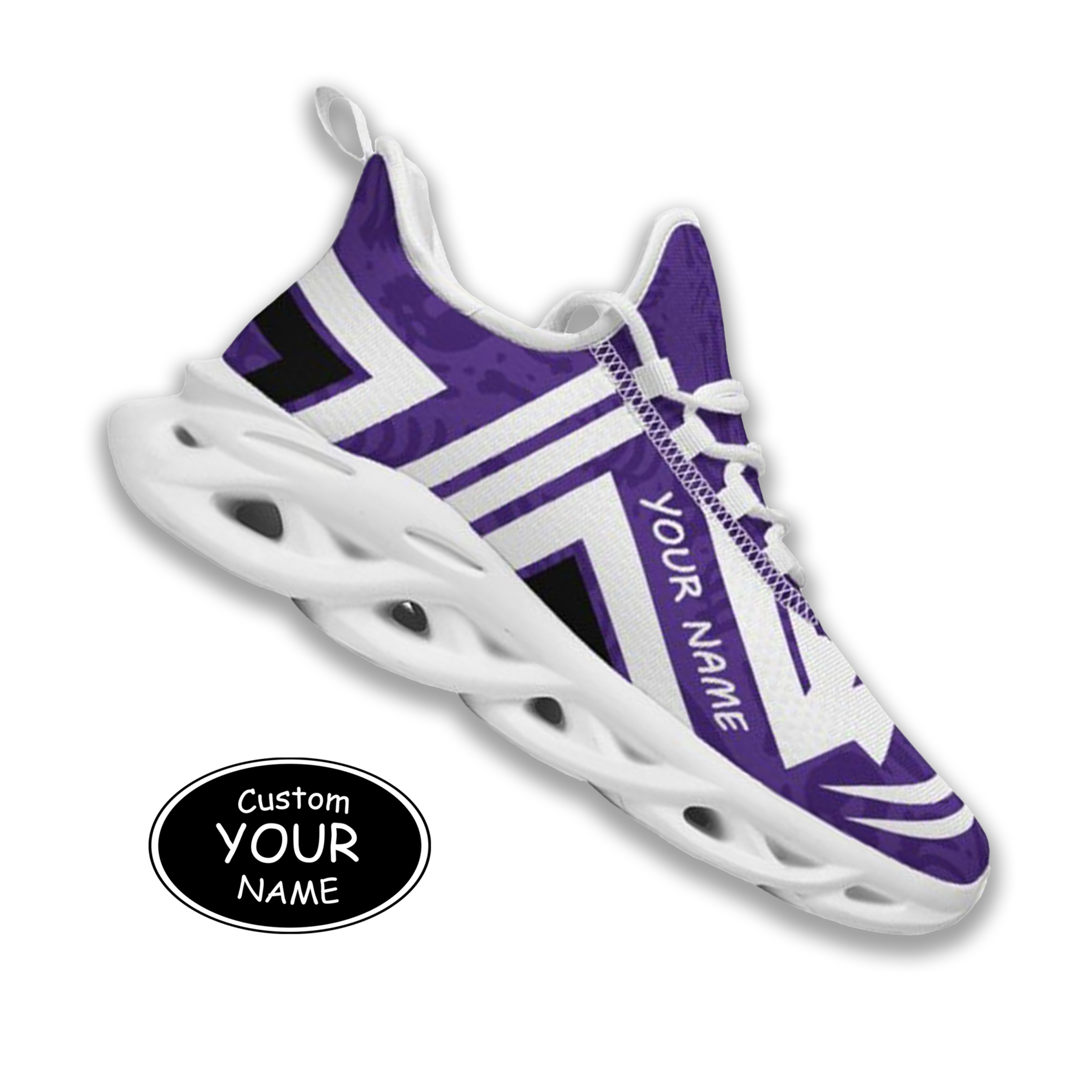 Max Sowl-25-cy-Evanston-21-4, Personalized Northwestern Wildcats Custom Max Sowl Shoes, Personalized Sport Footwear, Custom Color-Blocked Running Shoes