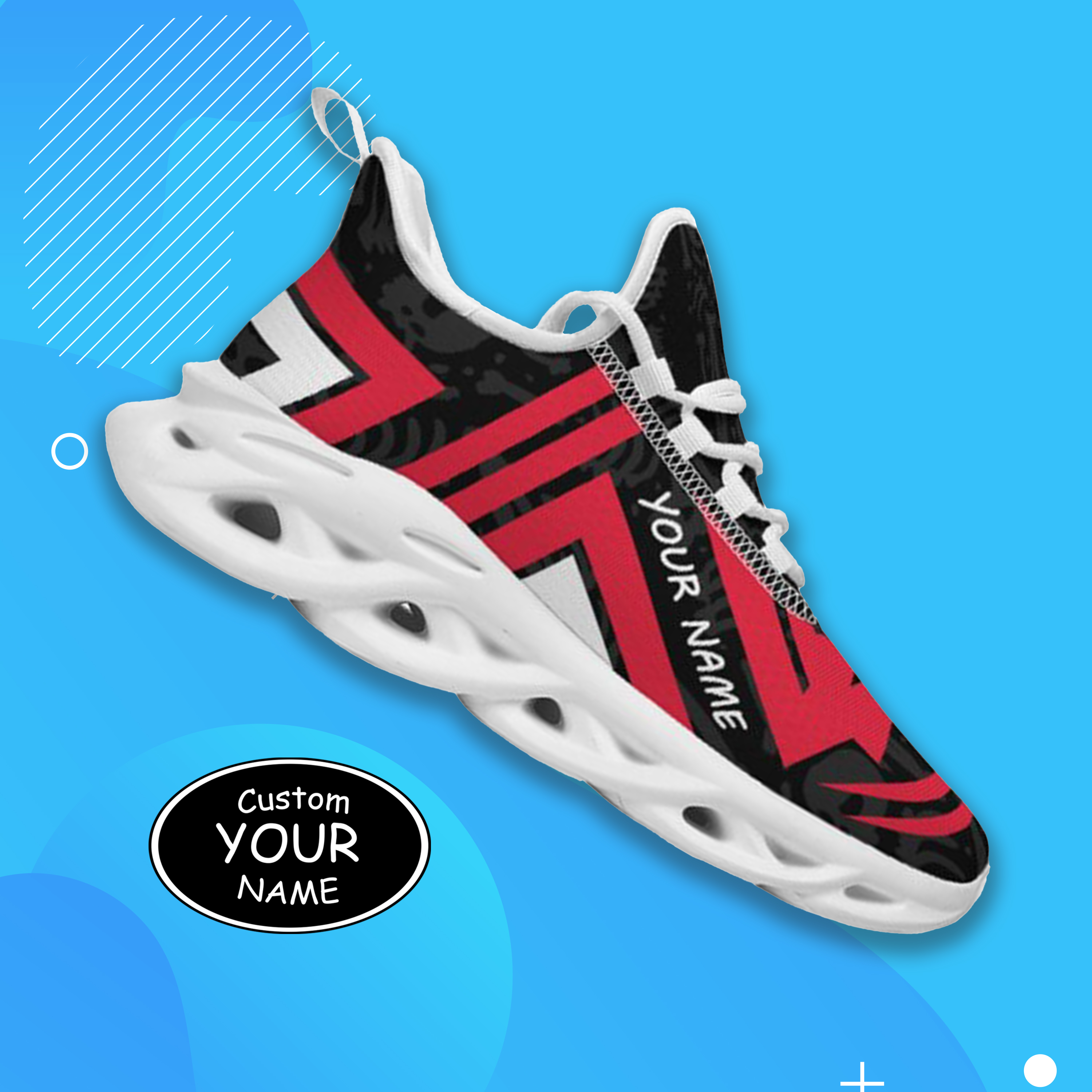 Max Sowl-25-cy-Cincinnati-24-4, Personalized Cincinnati Bearcats Custom Max Sowl Shoes, Personalized Sport Footwear, Custom Color-Blocked Running Shoes