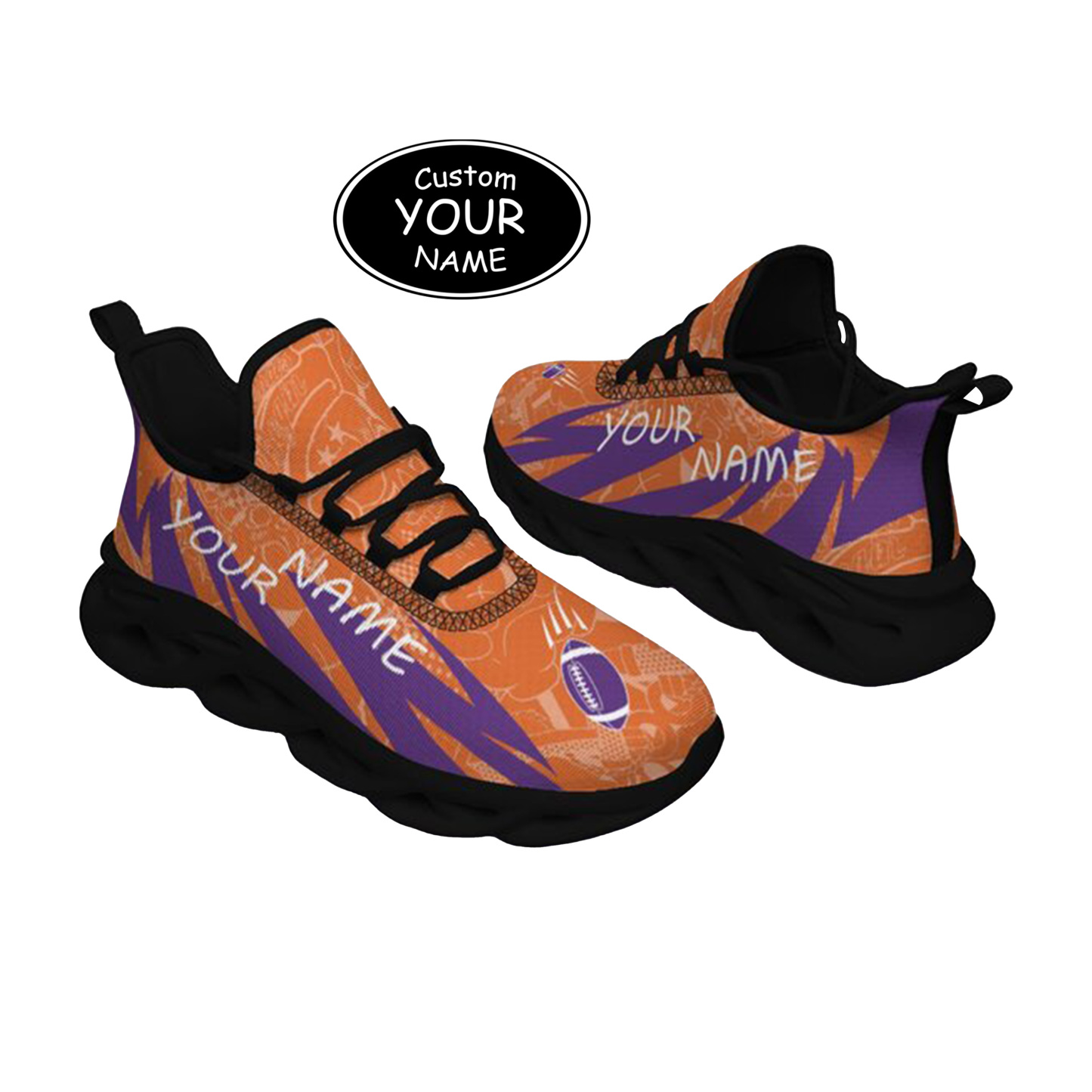 Max Sowl-25-yy-Clemson-1-4, Personalized Clemson Tigers Custom Max Sowl Shoes, Personalized Sport Footwear, Custom Color-Blocked Running Shoes