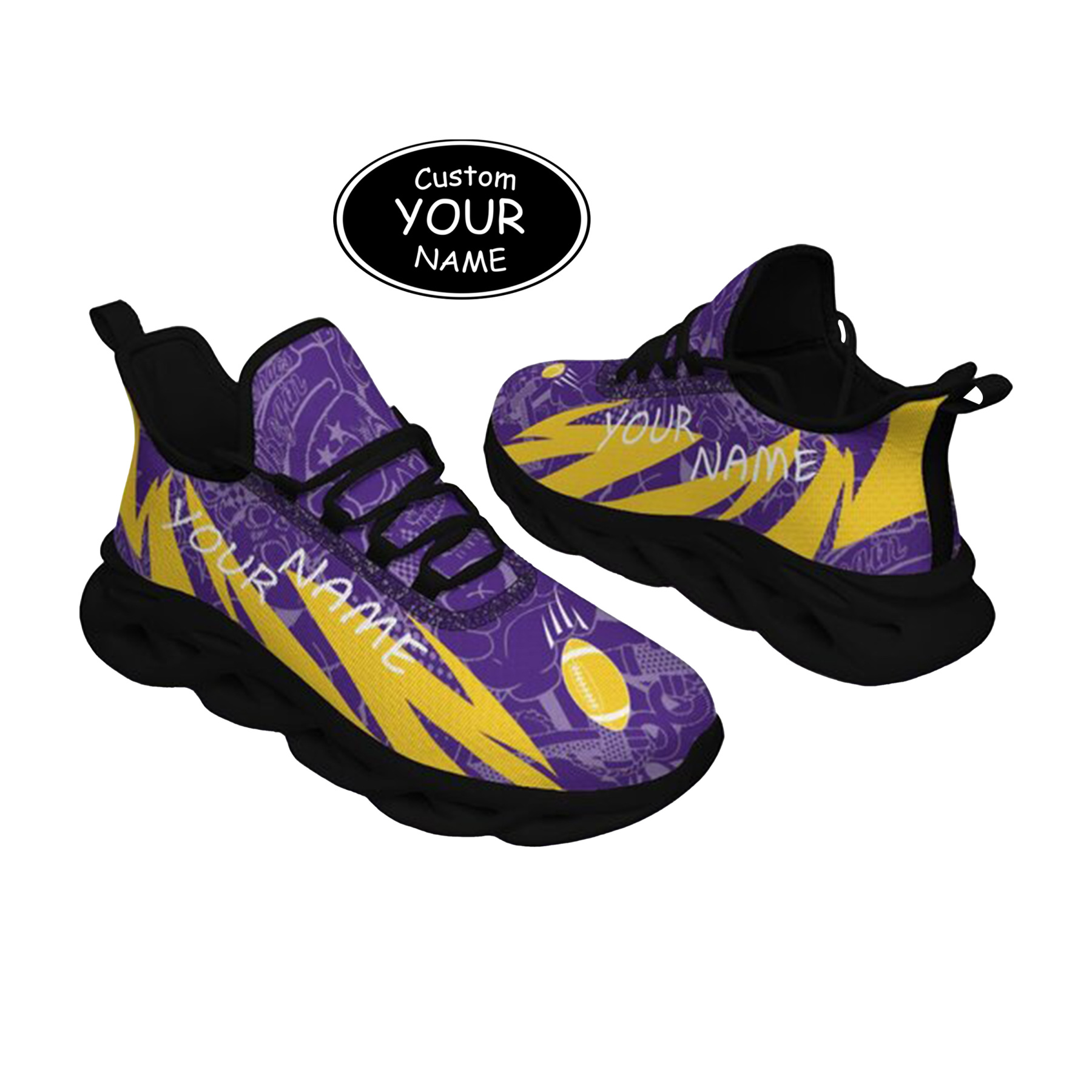 Max Sowl-25-yy-Baton Rouge-6-4, Personalized LSU Tigers Custom Max Sowl Shoes, Personalized Sport Footwear, Custom Color-Blocked Running Shoes