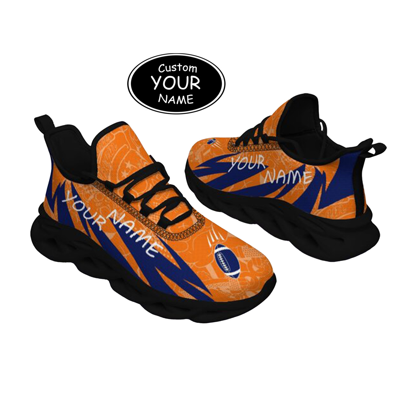 Max Sowl-25-yy-Syracuse-15-4, Personalized Syracuse Orange Custom Max Sowl Shoes, Personalized Sport Footwear, Custom Color-Blocked Running Shoes