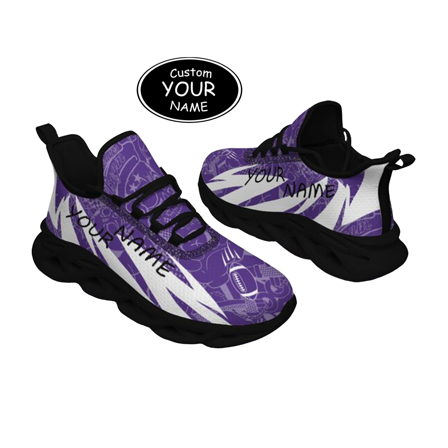 Max Sowl-25-yy-Evanston-21-4, Personalized Northwestern Wildcats Custom Max Sowl Shoes, Personalized Sport Footwear, Custom Color-Blocked Running Shoes