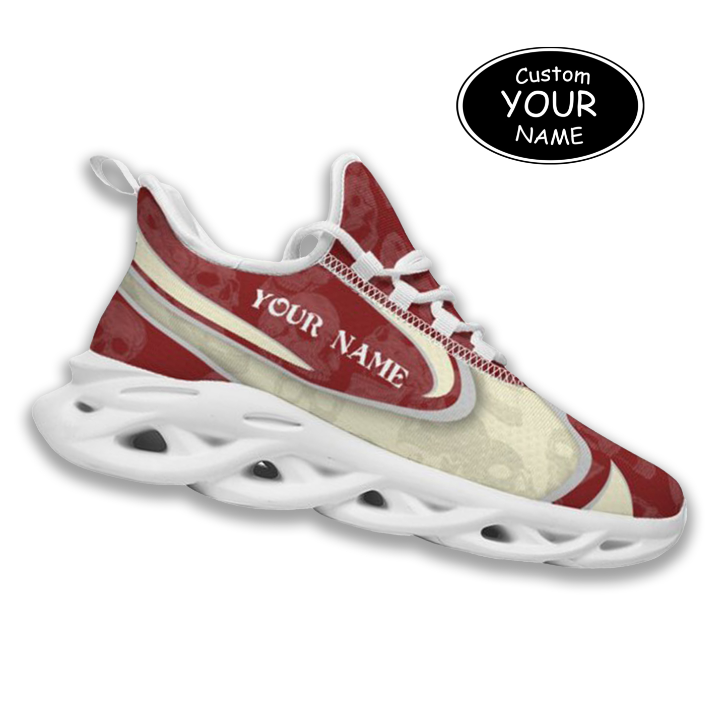Max Sowl-25-cy-Norman-4-5, Personalized Oklahoma Sooners Custom Max Sowl Shoes, Personalized Skull Sport Footwear, Custom Color-Blocked Running Shoes