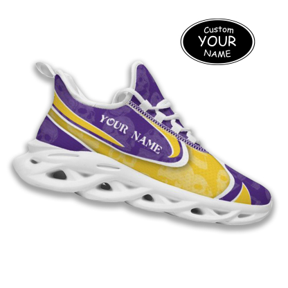 Max Sowl-25-cy-Baton Rouge-6-5, Personalized LSU Tigers Custom Max Sowl Shoes, Personalized Skull Sport Footwear, Custom Color-Blocked Running Shoes