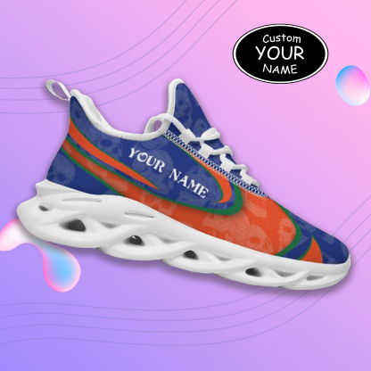 Max Sowl-25-cy-Gainesville-7-5, Personalized Florida Gators Custom Max Sowl Shoes, Personalized Skull Sport Footwear, Custom Color-Blocked Running Shoes