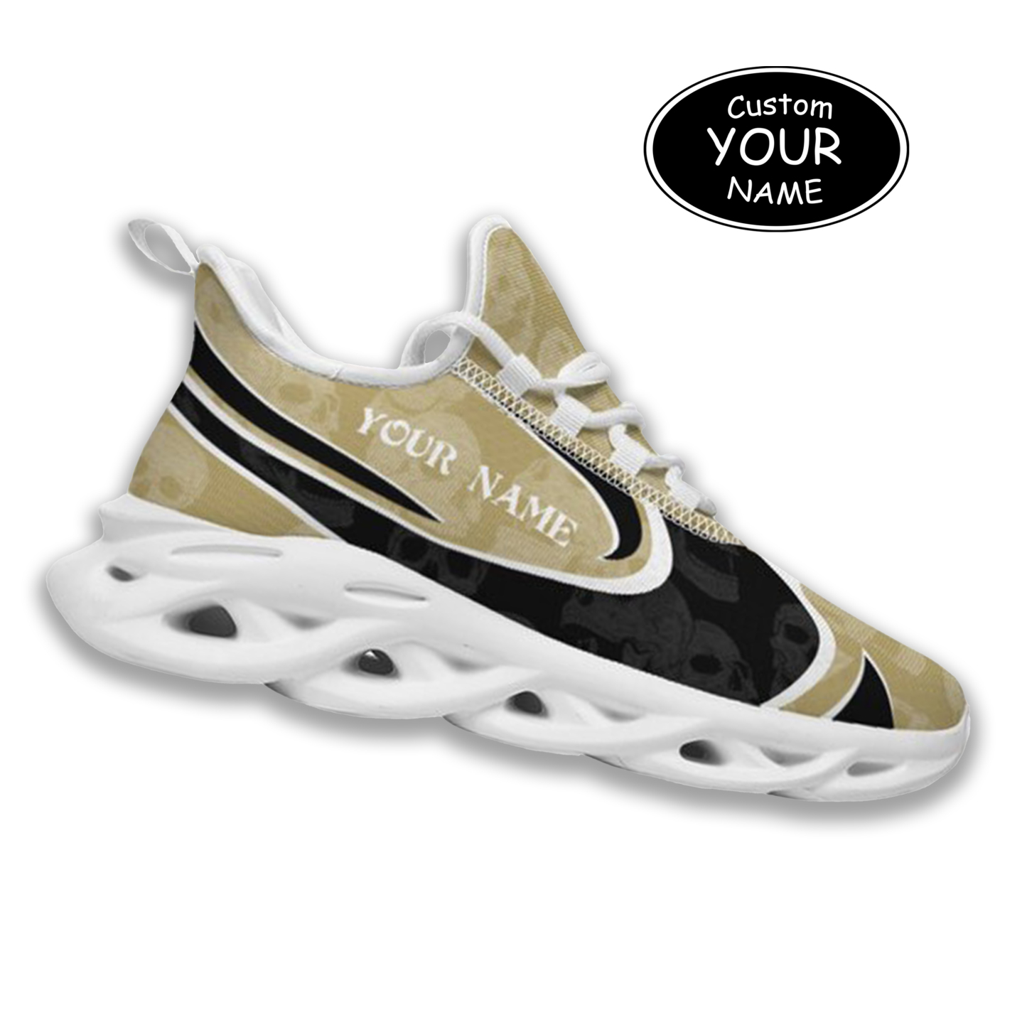 Max Sowl-25-cy-Orlando-11-5, Personalized UCF Knights Custom Max Sowl Shoes, Personalized Skull Sport Footwear, Custom Color-Blocked Running Shoes