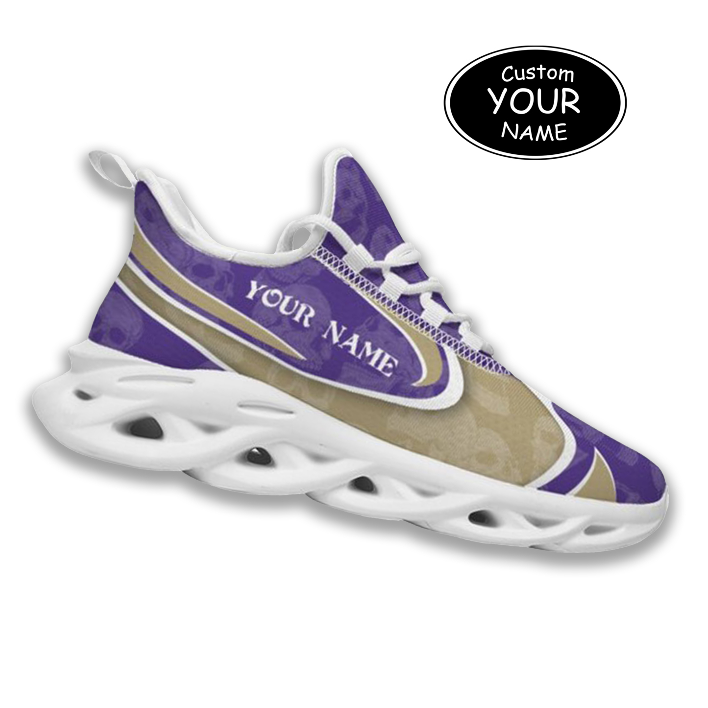 Max Sowl-25-cy-Seattle-13-5, Personalized Washington Huskies Custom Max Sowl Shoes, Personalized Skull Sport Footwear, Custom Color-Blocked Running Shoes