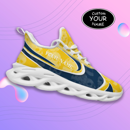 Max Sowl-25-cy-Ann Arbor-14-5, Personalized Michigan Wolverines Custom Max Sowl Shoes, Personalized Skull Sport Footwear, Custom Color-Blocked Running Shoes