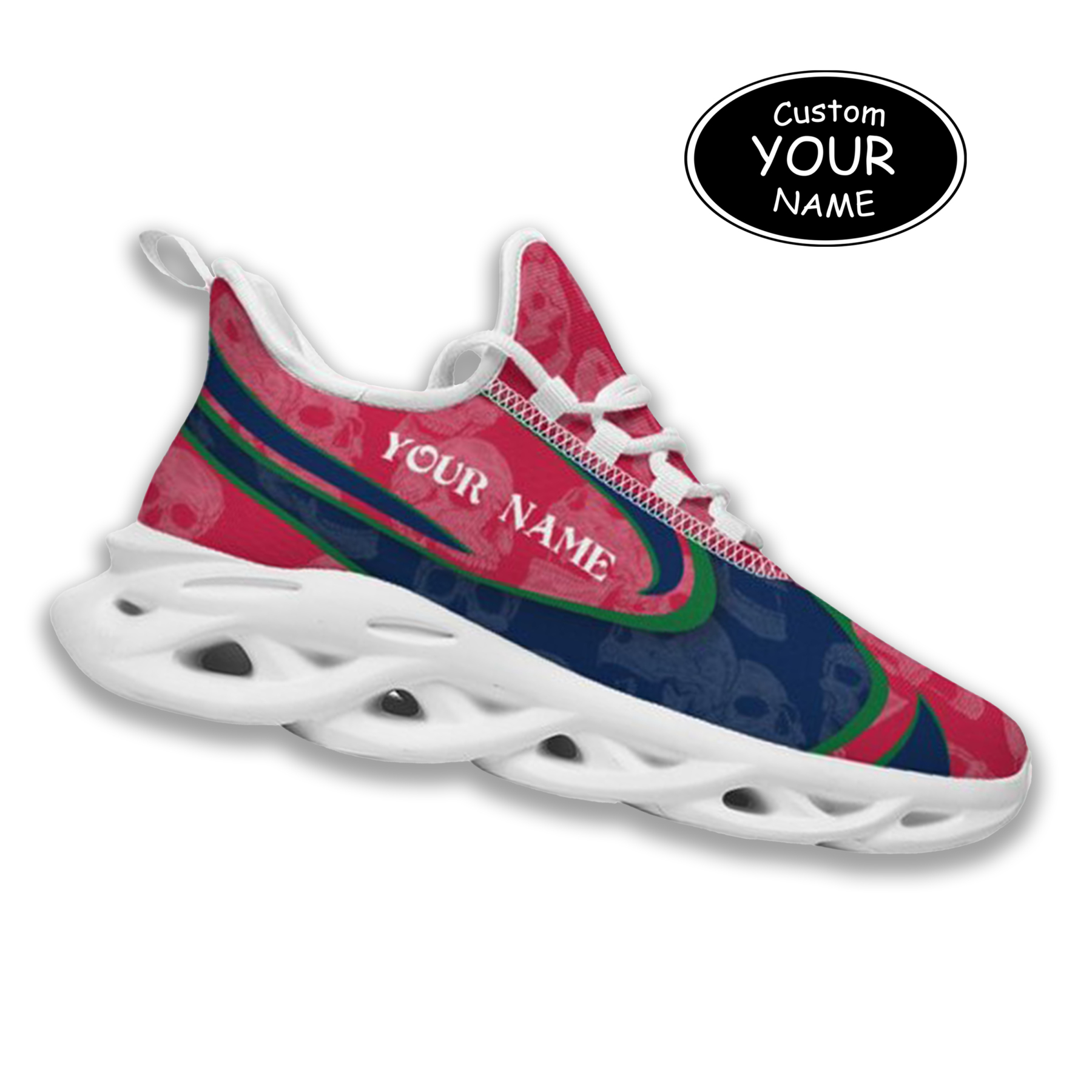 Max Sowl-25-cy-Fresno-18-5, Personalized Fresno State Bulldogs Custom Max Sowl Shoes, Personalized Skull Sport Footwear, Custom Color-Blocked Running Shoes