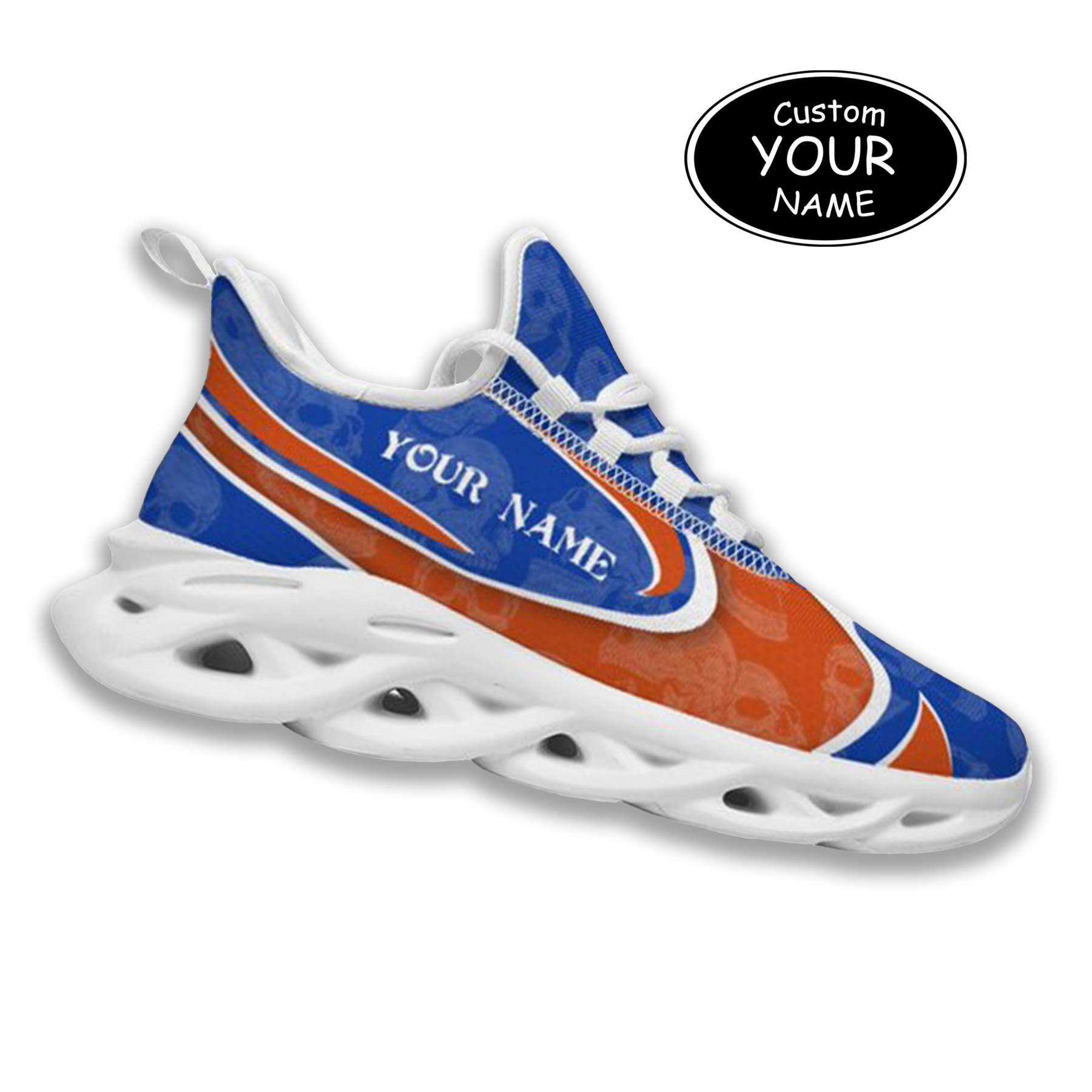 Max Sowl-25-cy-Boise-23-5, Personalized Boise State Broncos Custom Max Sowl Shoes, Personalized Skull Sport Footwear, Custom Color-Blocked Running Shoes