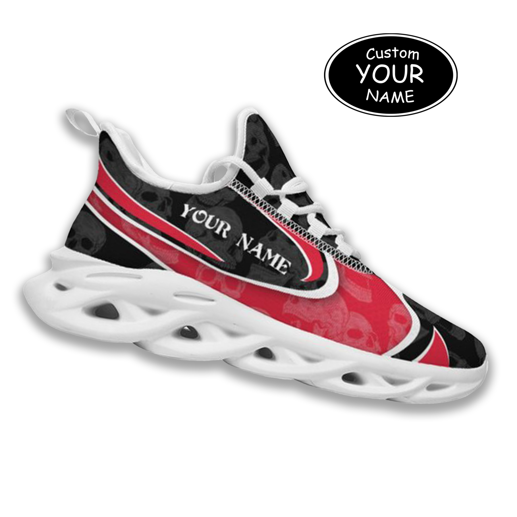 Max Sowl-25-cy-Cincinnati-24-5, Personalized Cincinnati Bearcats Custom Max Sowl Shoes, Personalized Skull Sport Footwear, Custom Color-Blocked Running Shoes