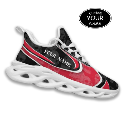 Max Sowl-25-cy-Cincinnati-24-5, Personalized Cincinnati Bearcats Custom Max Sowl Shoes, Personalized Skull Sport Footwear, Custom Color-Blocked Running Shoes