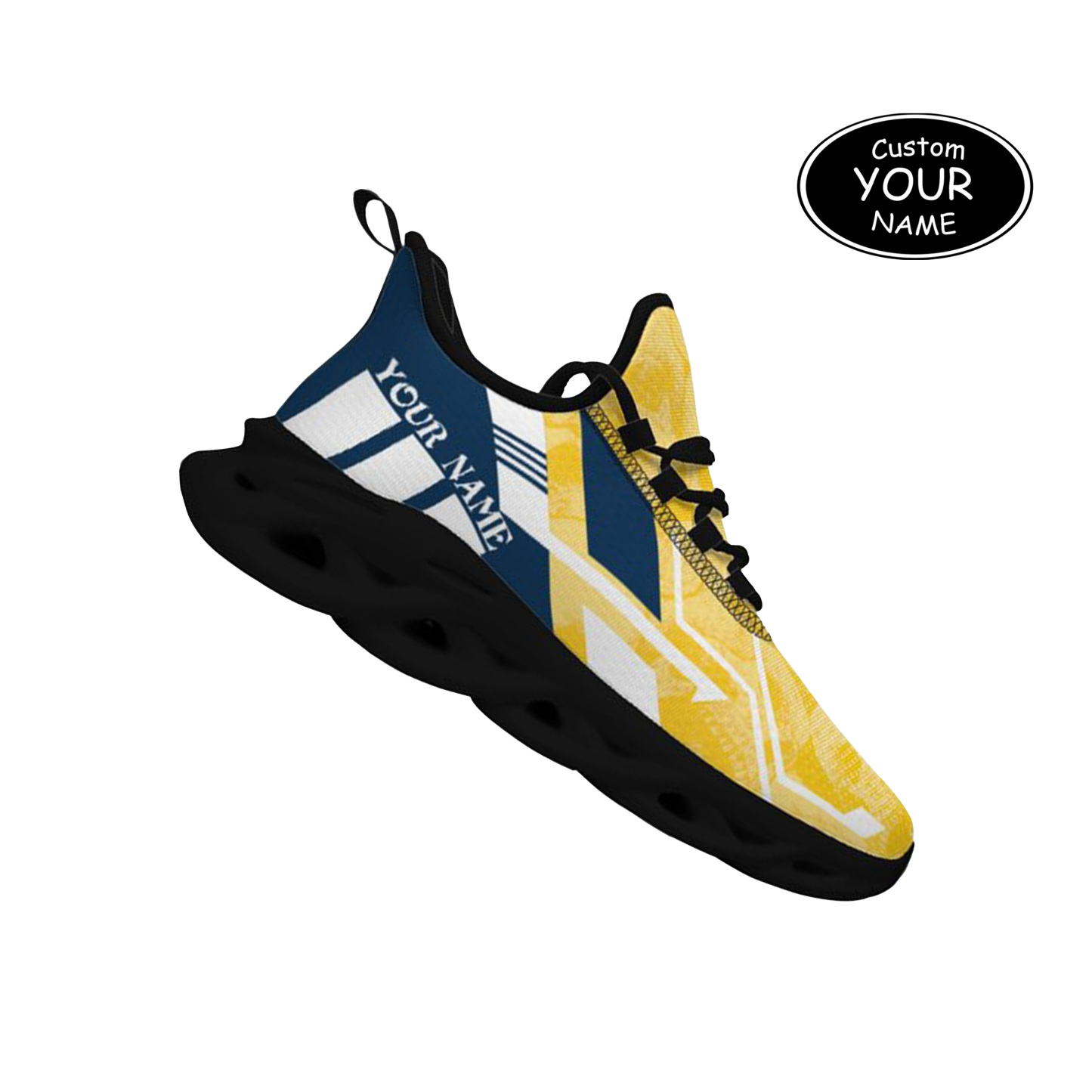 Max Sowl-25-yy-Ann Arbor-14-5, Personalized Michigan Wolverines Custom Max Sowl Shoes, Personalized Skull Sport Footwear, Custom Color-Blocked Running Shoes